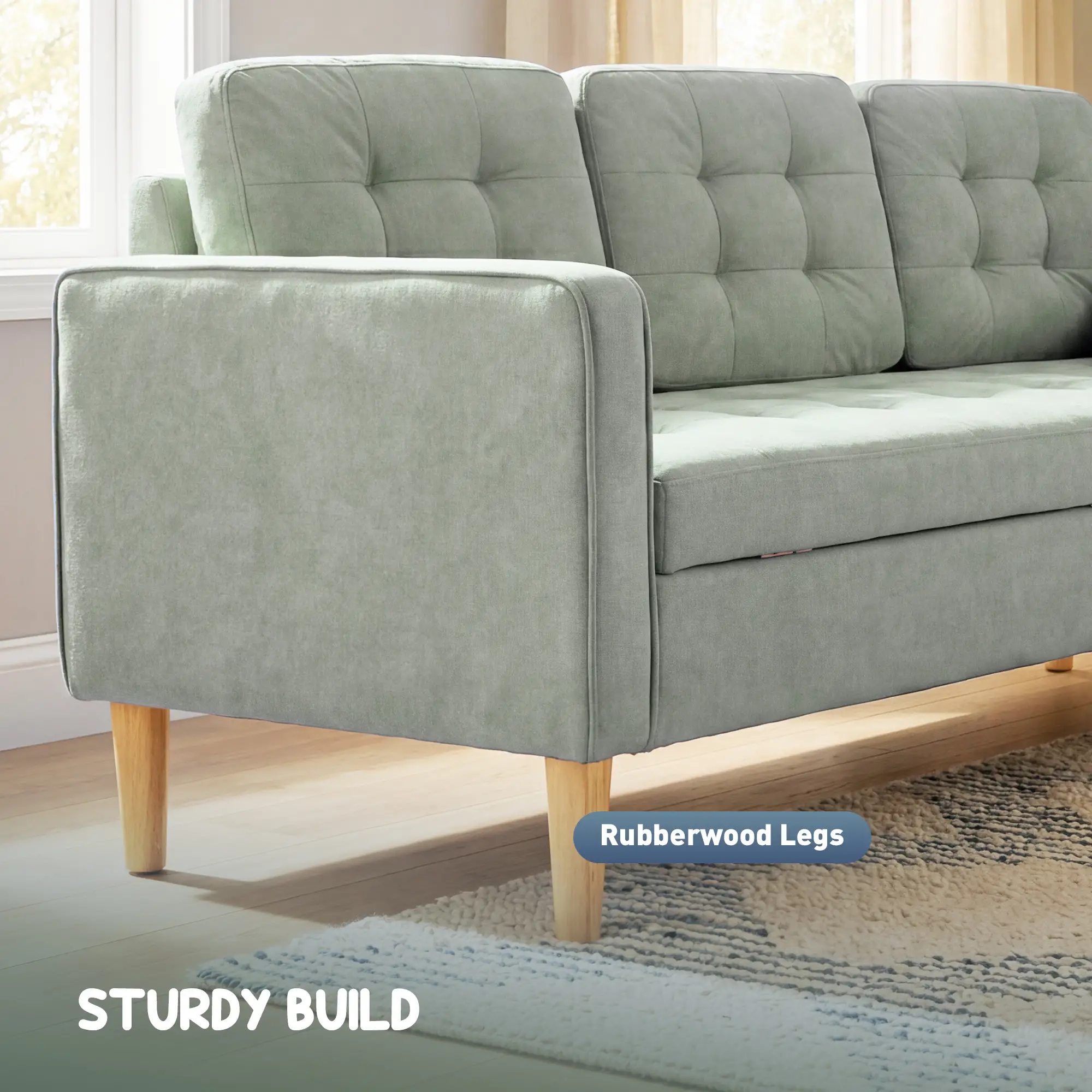 3 Seater Sofa 169 x 63 x 82cm - Light Grey - 5