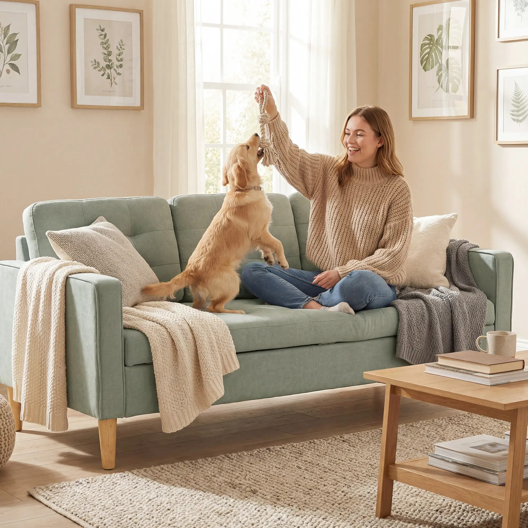 3 Seater Sofa 169 x 63 x 82cm - Light Grey - 8