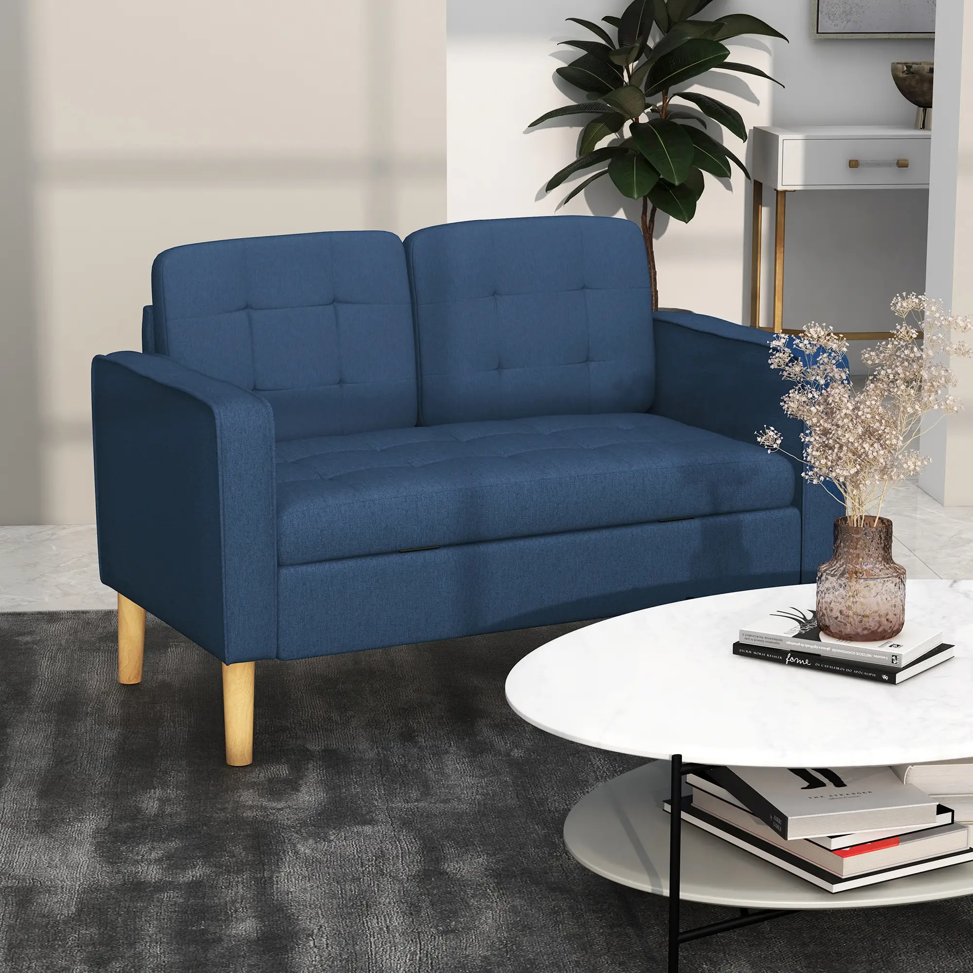 2 Seater Sofa 117 x 62 x 78cm - Blue - 2
