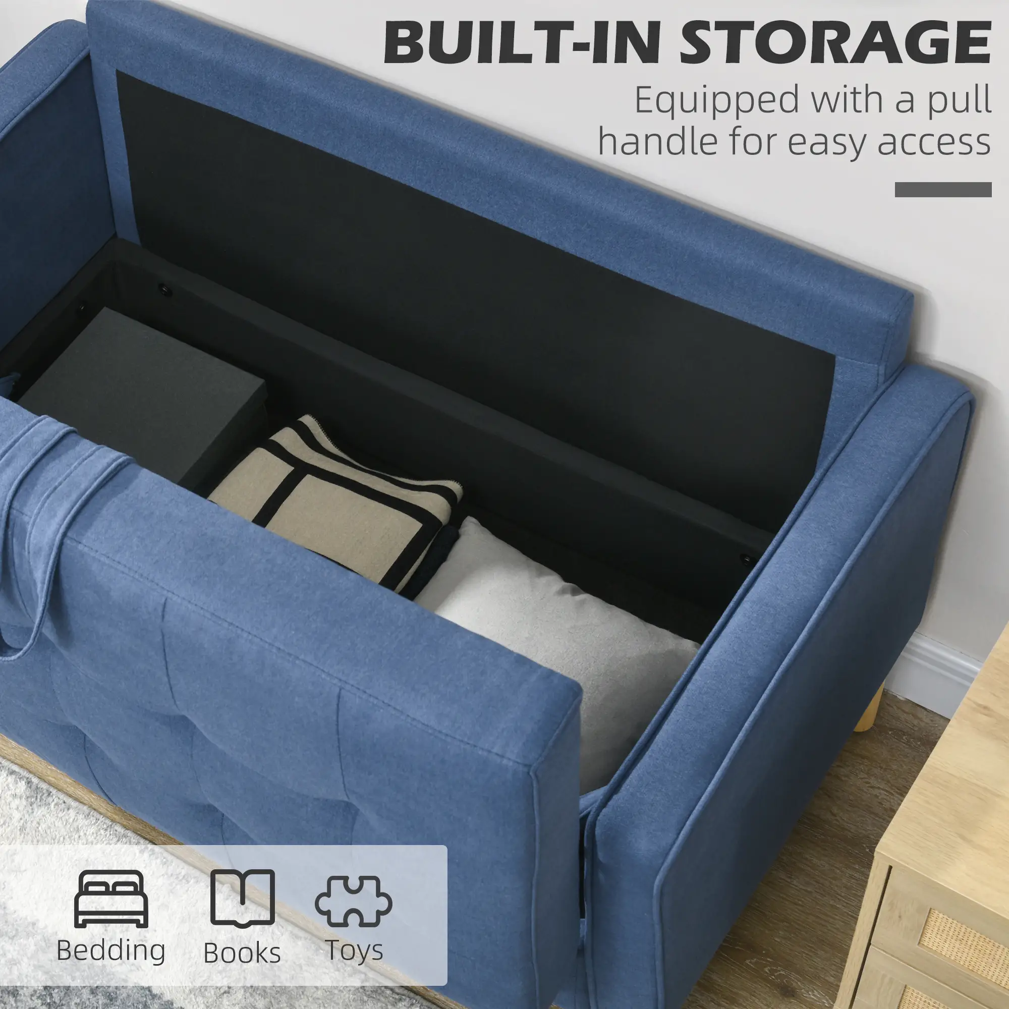 2 Seater Sofa 117 x 62 x 78cm - Blue - 5