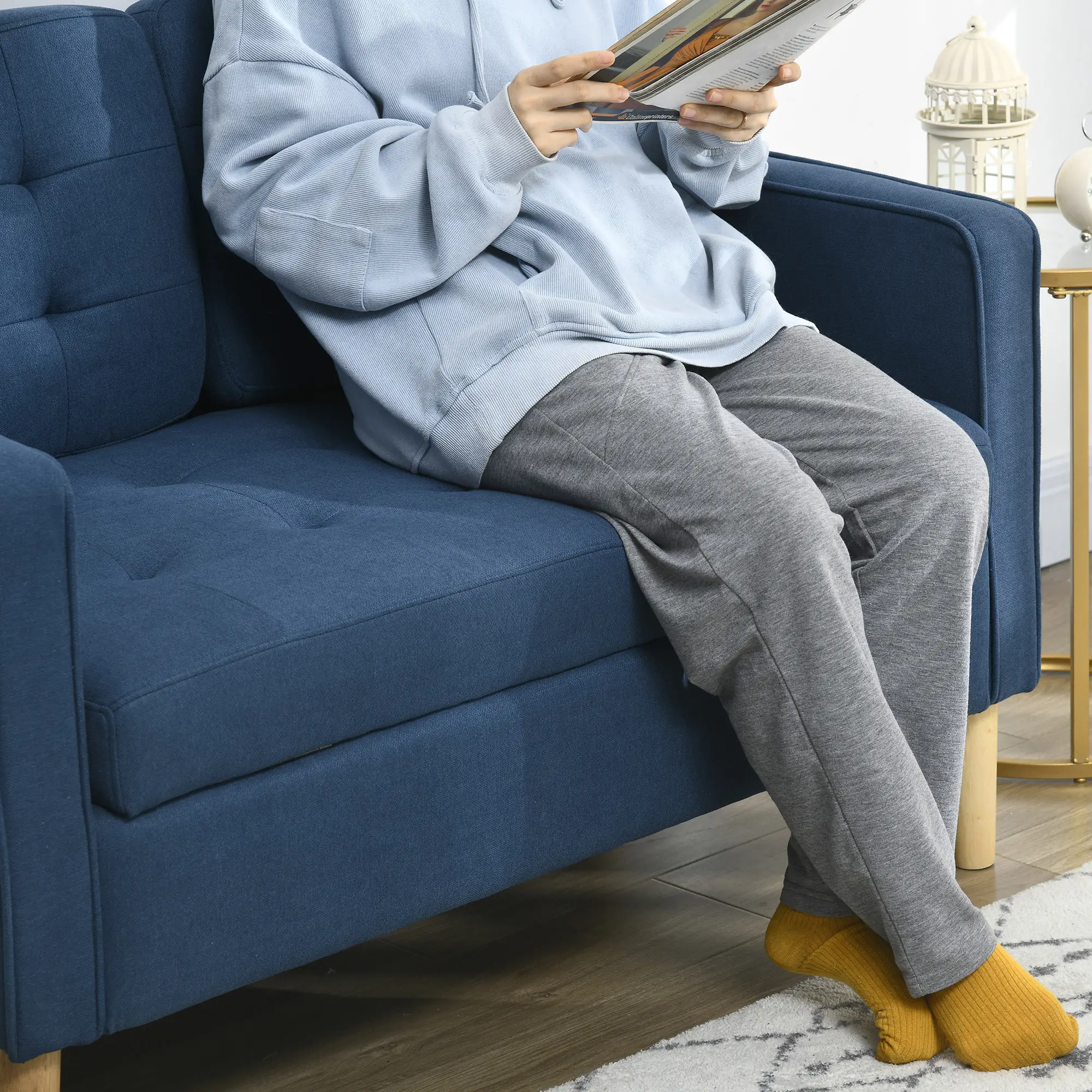 2 Seater Sofa 117 x 62 x 78cm - Blue - 13