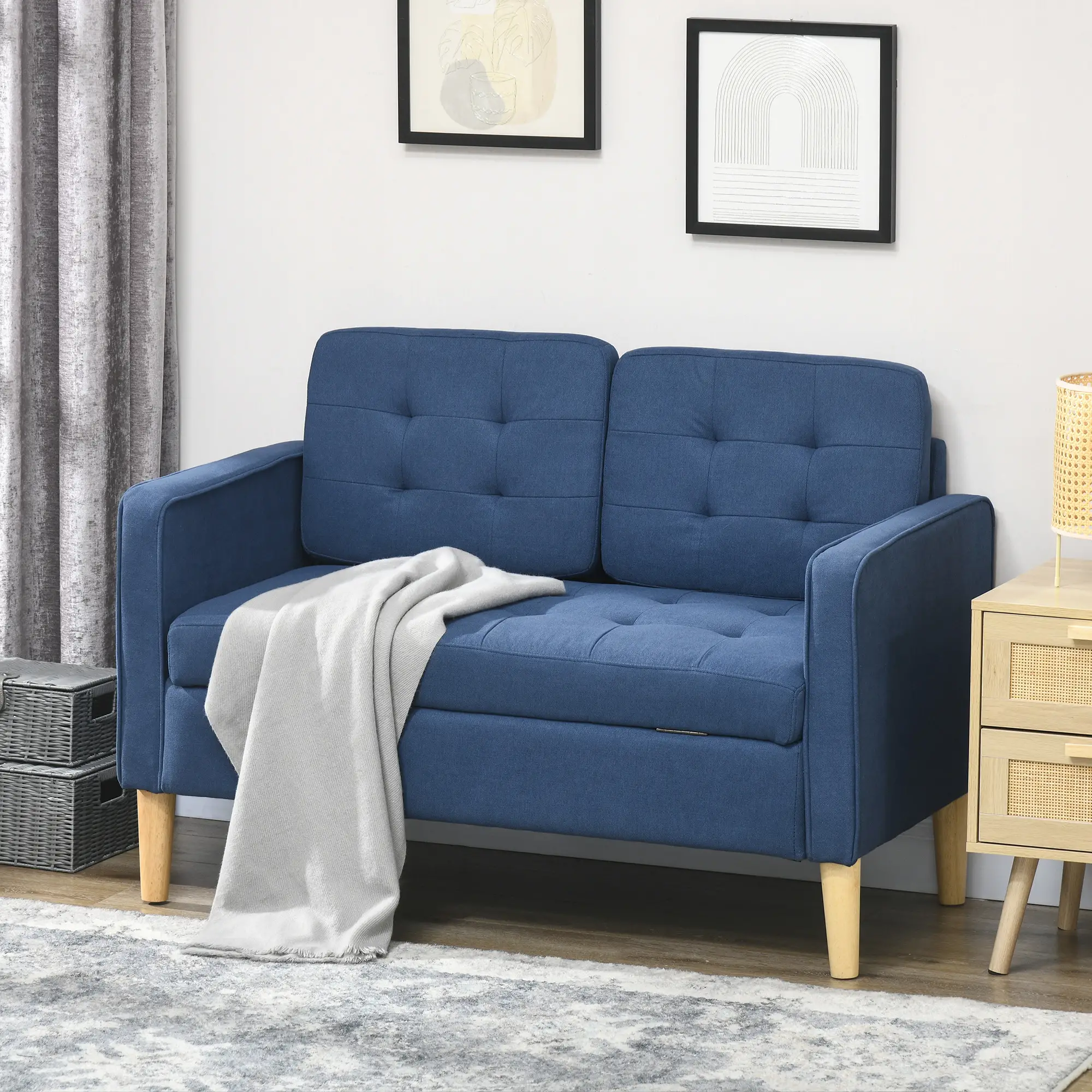 2 Seater Sofa 117 x 62 x 78cm - Blue - 14