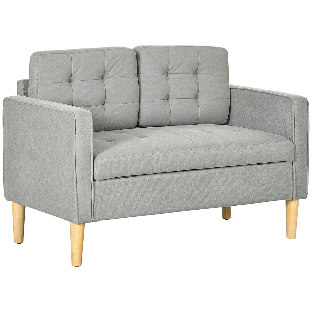 2 Seater Sofa 117 x 62 x 78cm - Light Grey - 1