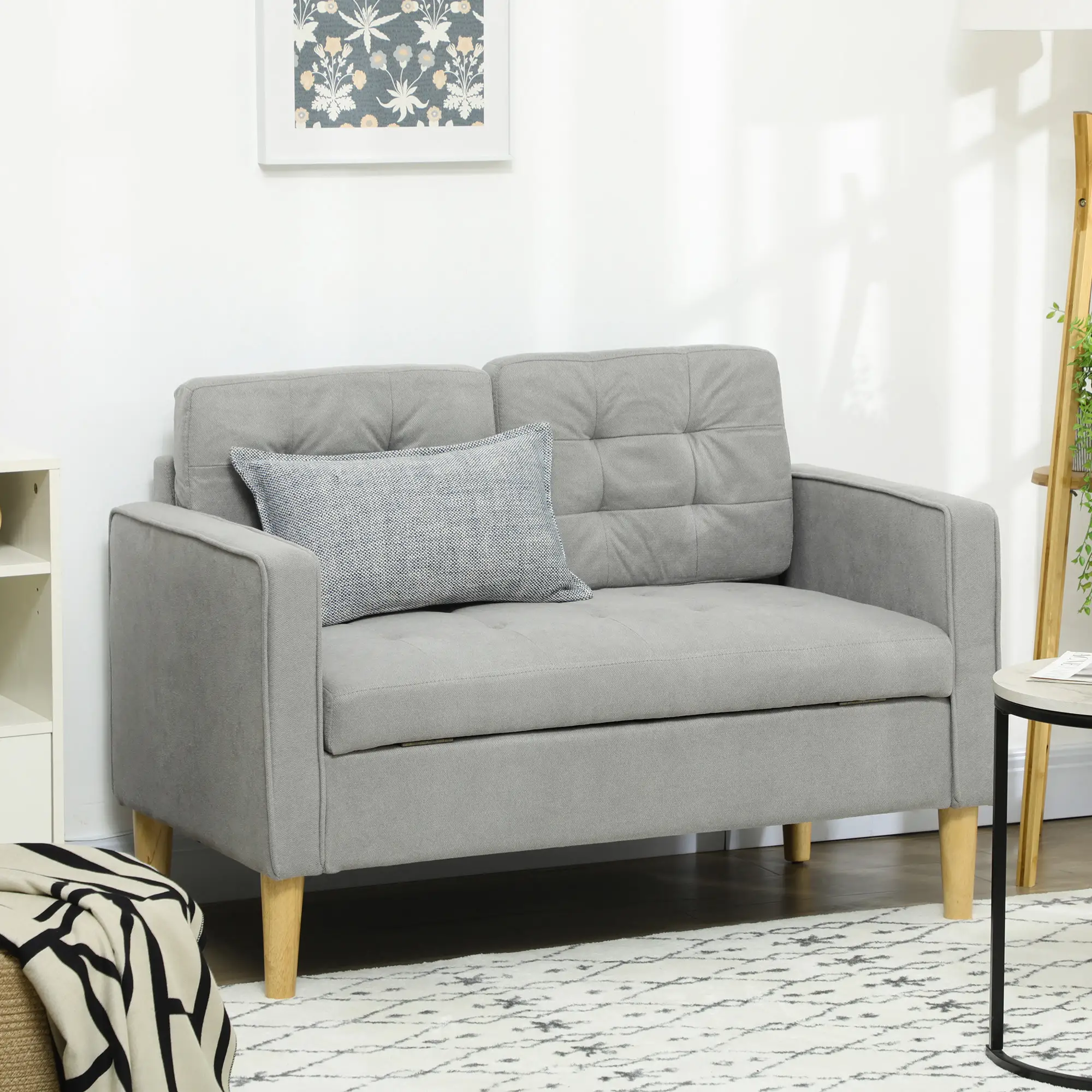 2 Seater Sofa 117 x 62 x 78cm - Light Grey - 7
