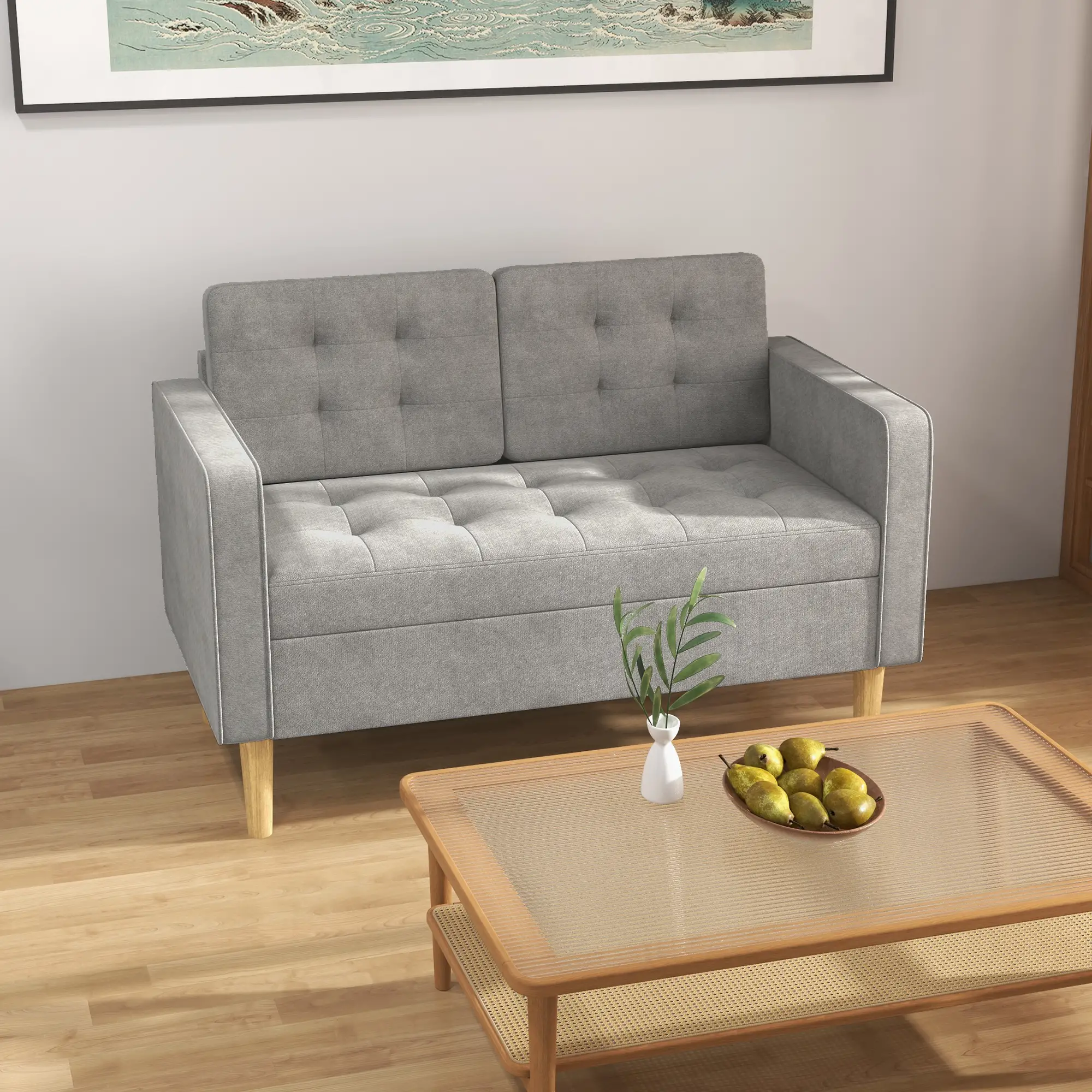 2 Seater Sofa 117 x 62 x 78cm - Light Grey - 13
