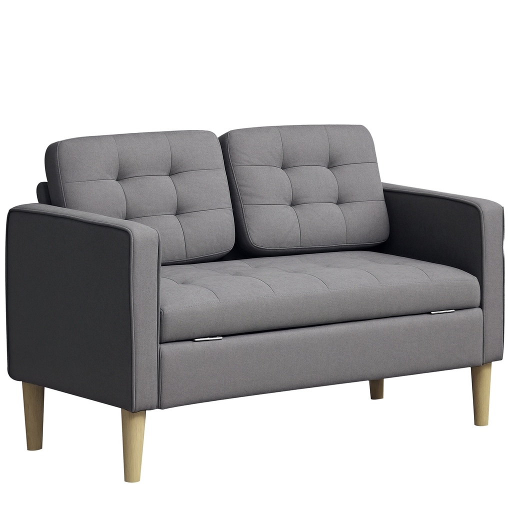 2 Seater Sofa 117 x 62 x 78cm - Grey - 1