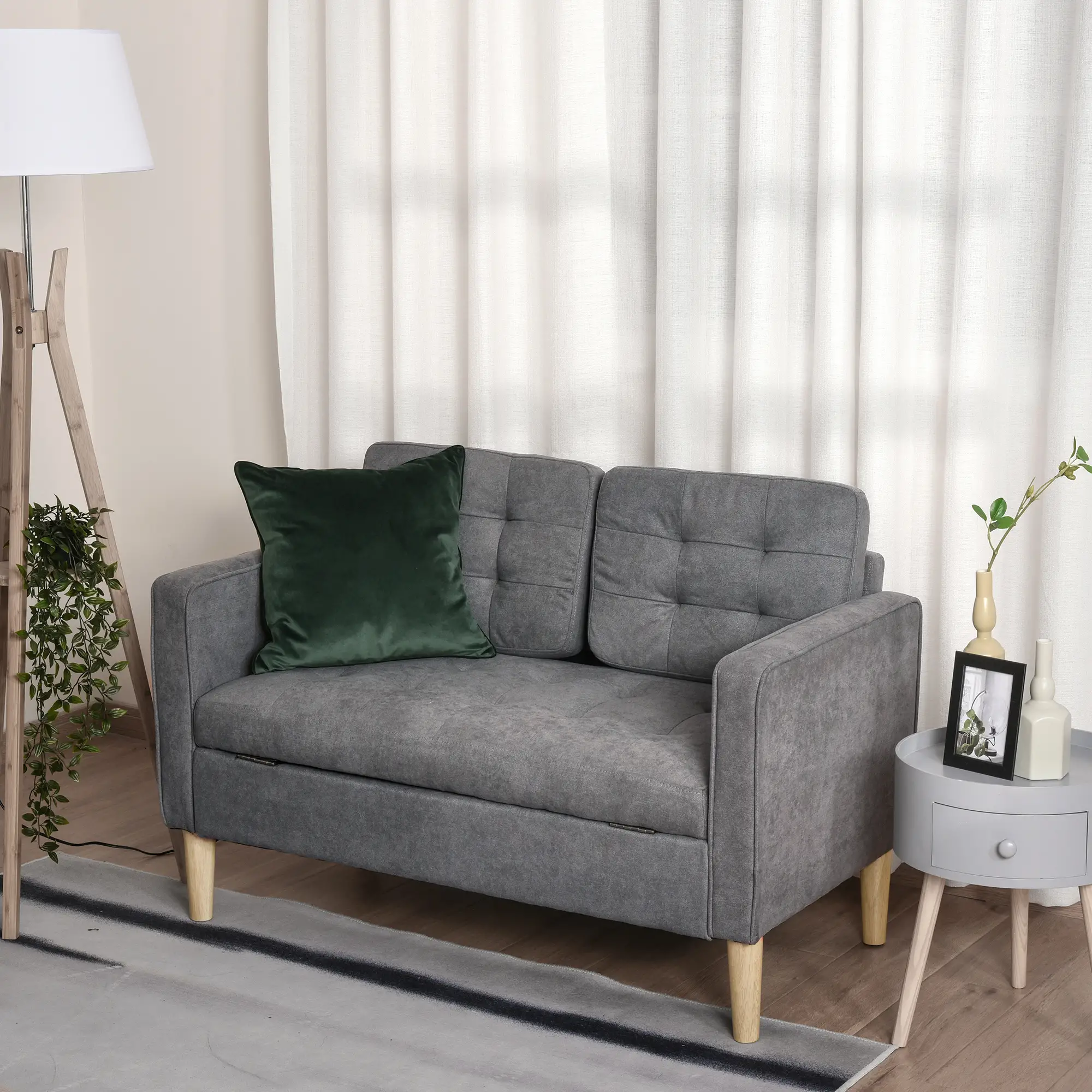 2 Seater Sofa 117 x 62 x 78cm - Grey - 2