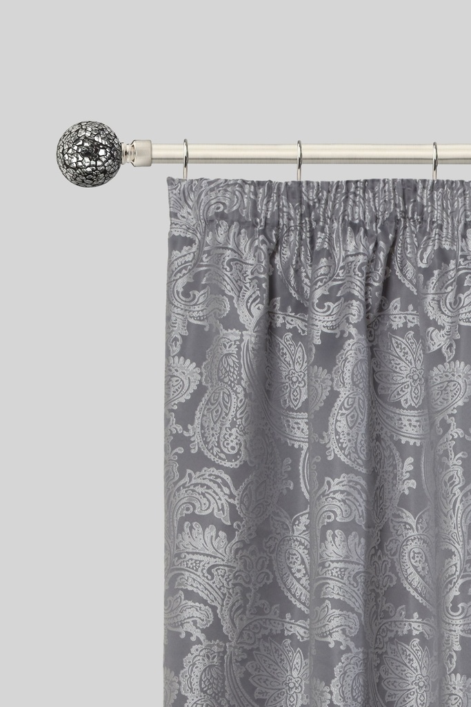 Mirrored - Extendable Curtain Pole in Brushed Silver (With rings) - Image 2