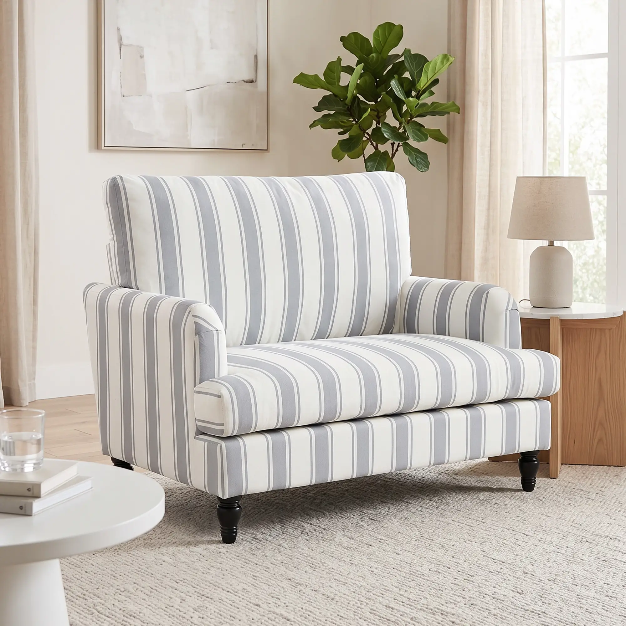 Velvet Sofa 115 x 82 x 82cm - Grey, Black - 2
