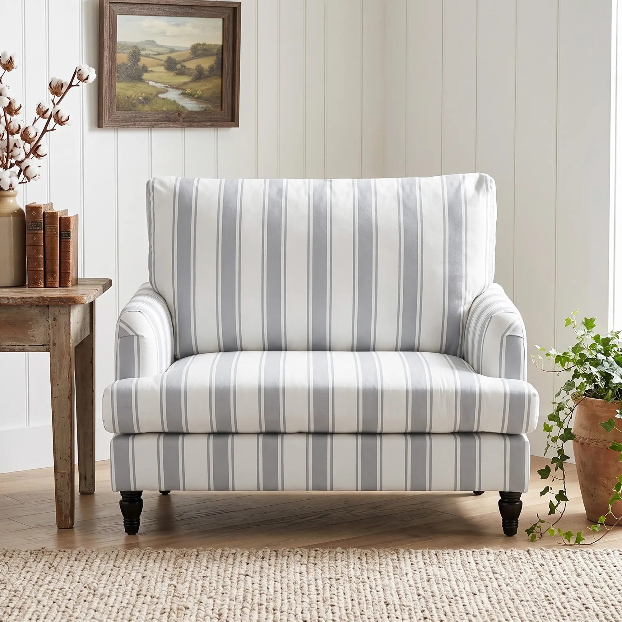 Velvet Sofa 115 x 82 x 82cm - Grey, Black - 8
