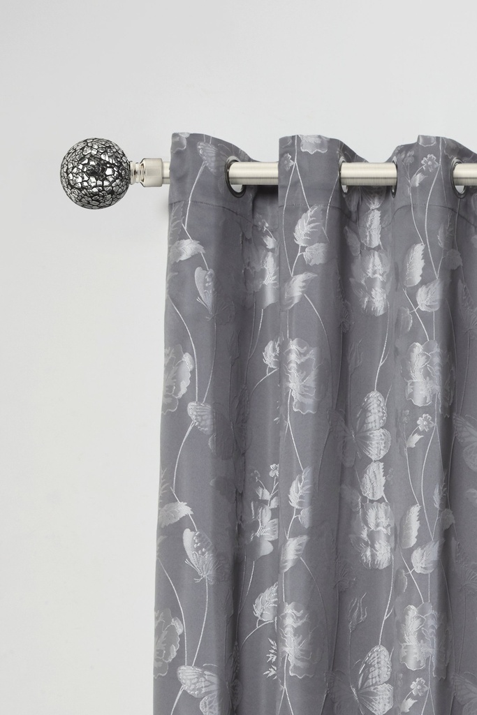 Mirrored - Extendable Curtain Pole in Brushed Silver (With rings) - Image 3