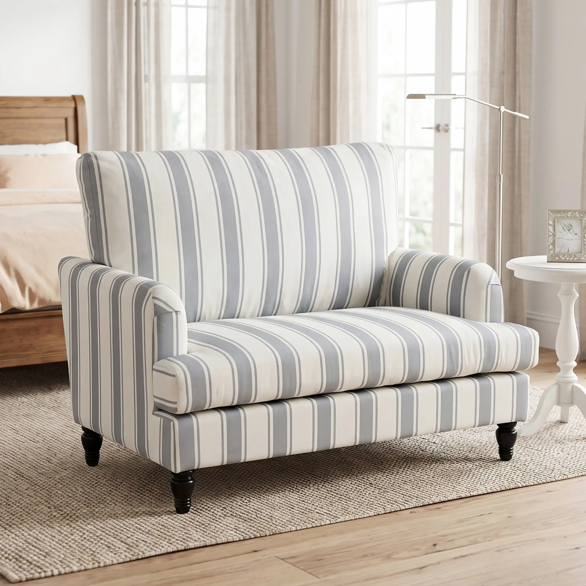 Velvet Sofa 115 x 82 x 82cm - Grey, Black - 13
