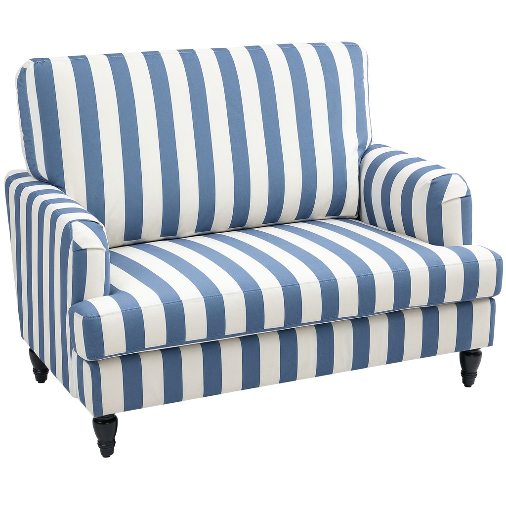 Velvet Sofa 115 x 82 x 82cm - Blue And White - 1