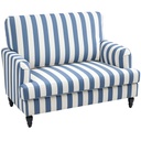 Velvet Sofa 115 x 82 x 82cm - Blue And White - 1