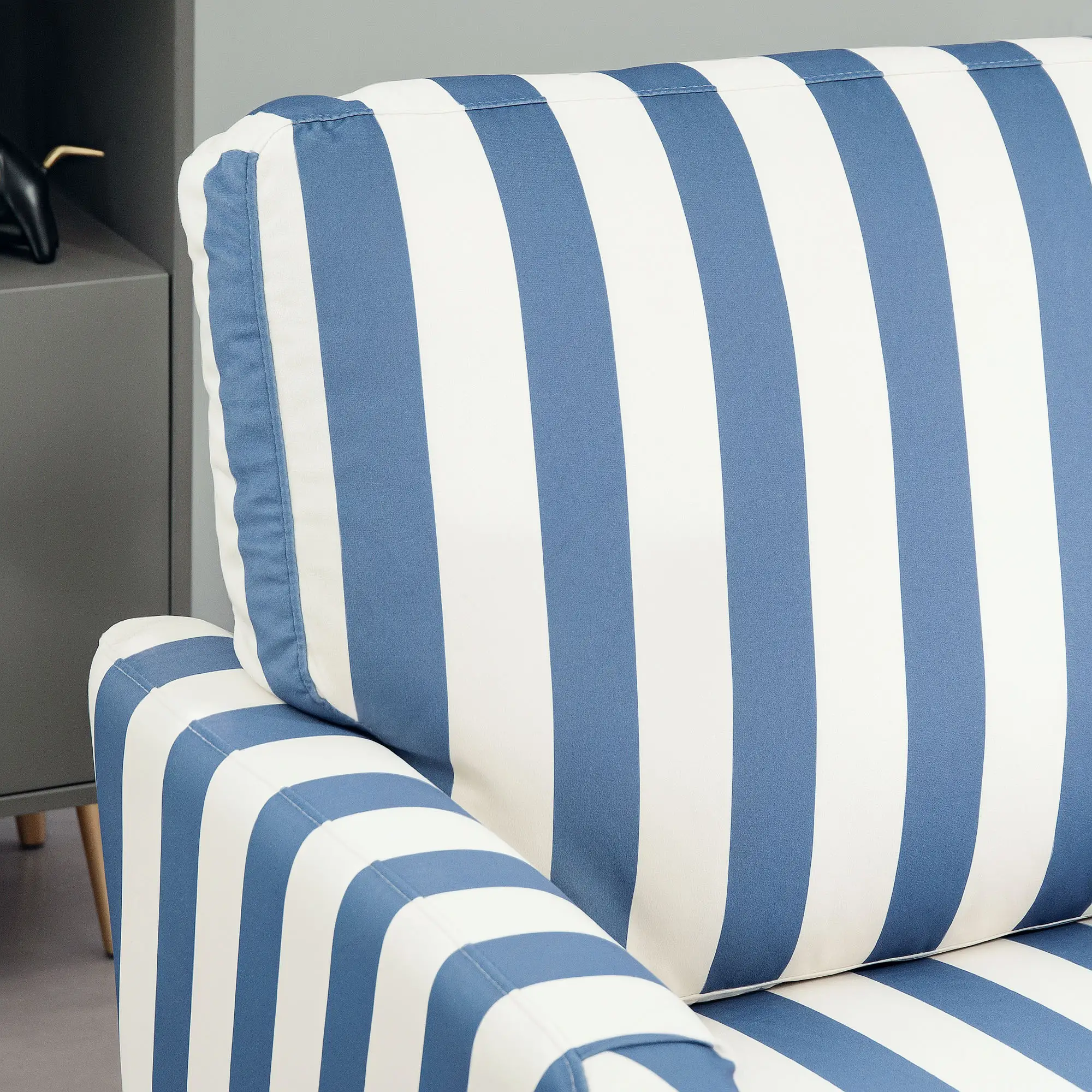 Velvet Sofa 115 x 82 x 82cm - Blue And White - 8