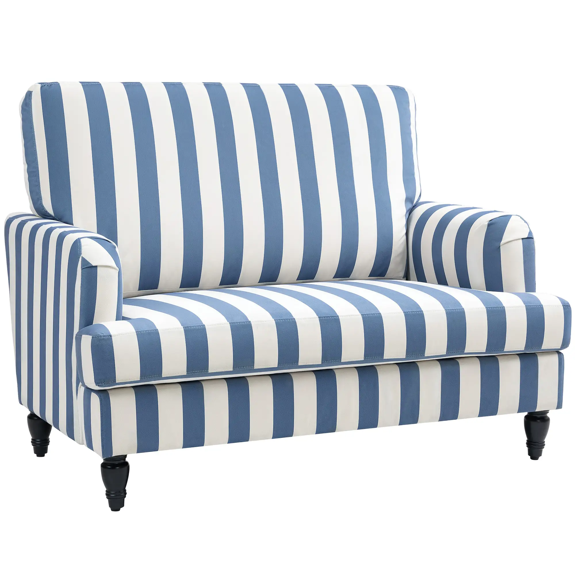 Velvet Sofa 115 x 82 x 82cm - Blue And White - 11