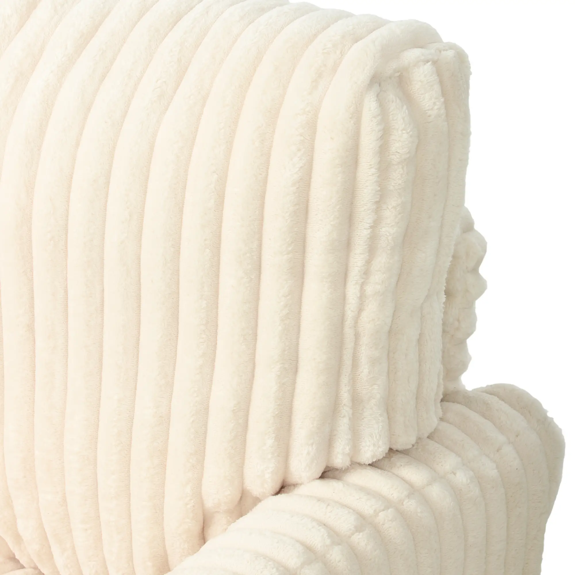 Corduroy Sofa 115 x 82 x 82cm - Cream, Black - 10
