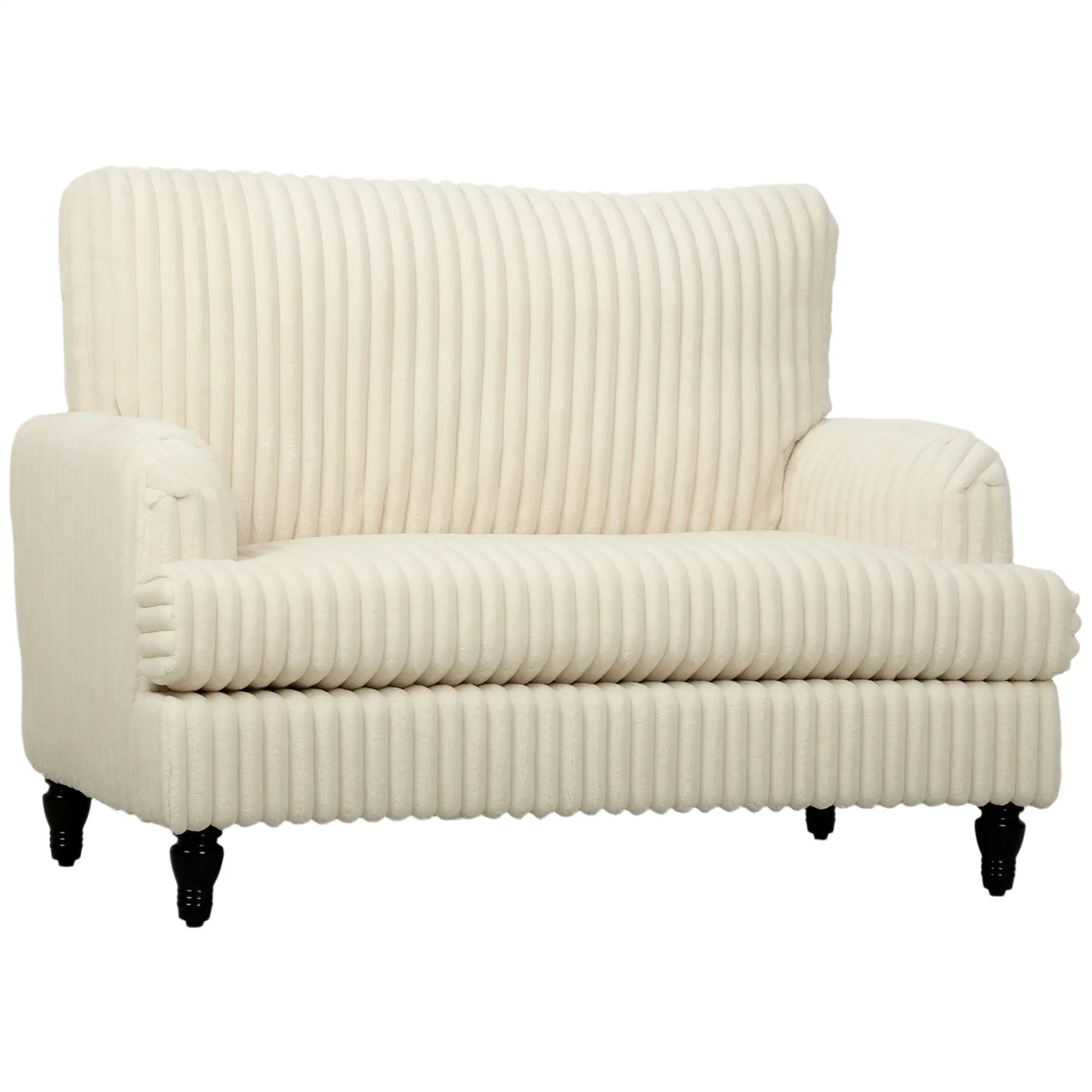 Corduroy Sofa 115 x 82 x 82cm - Cream, Black - 13