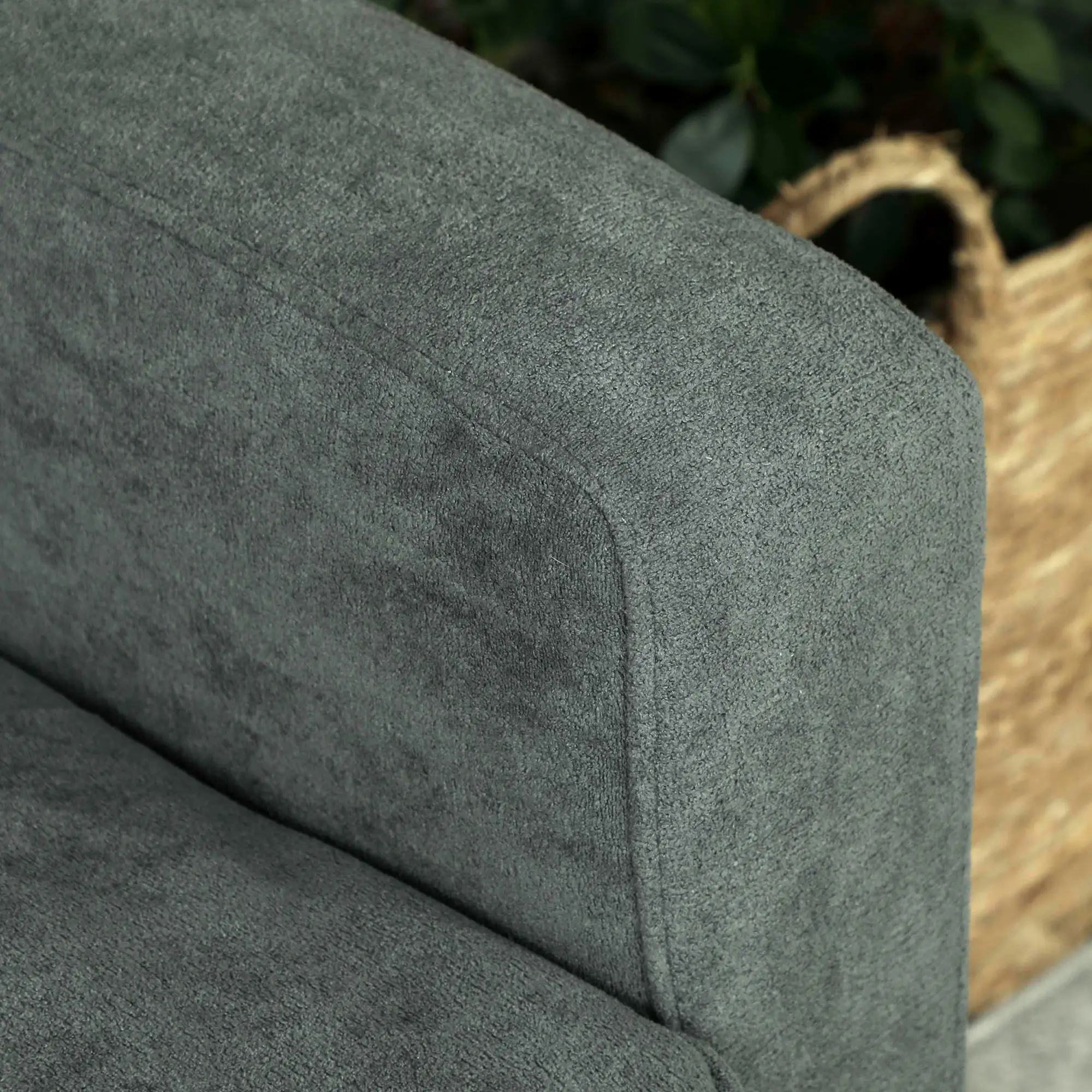 Velvet Sofa 130 x 74.5 x 82cm - Grey, Natural Wood - 8