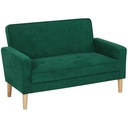 Velvet Sofa 130 x 74.5 x 82cm - Green, Natural Wood - 1