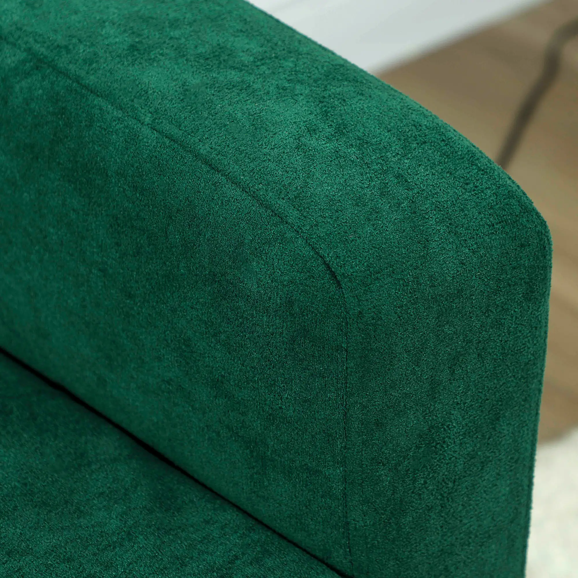 Velvet Sofa 130 x 74.5 x 82cm - Green, Natural Wood - 8