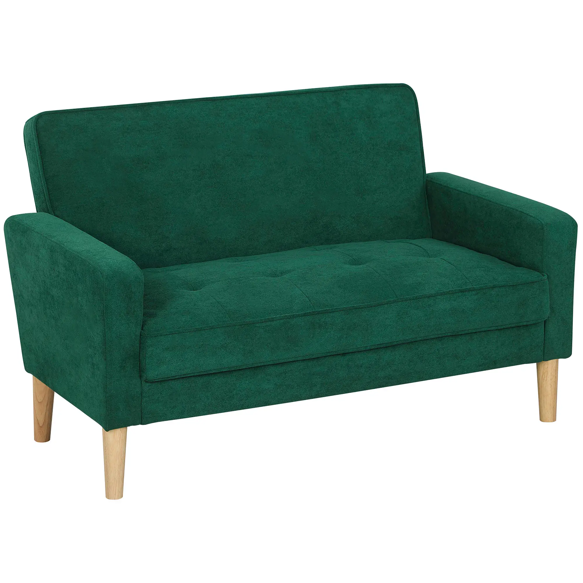 Velvet Sofa 130 x 74.5 x 82cm - Green, Natural Wood - 10