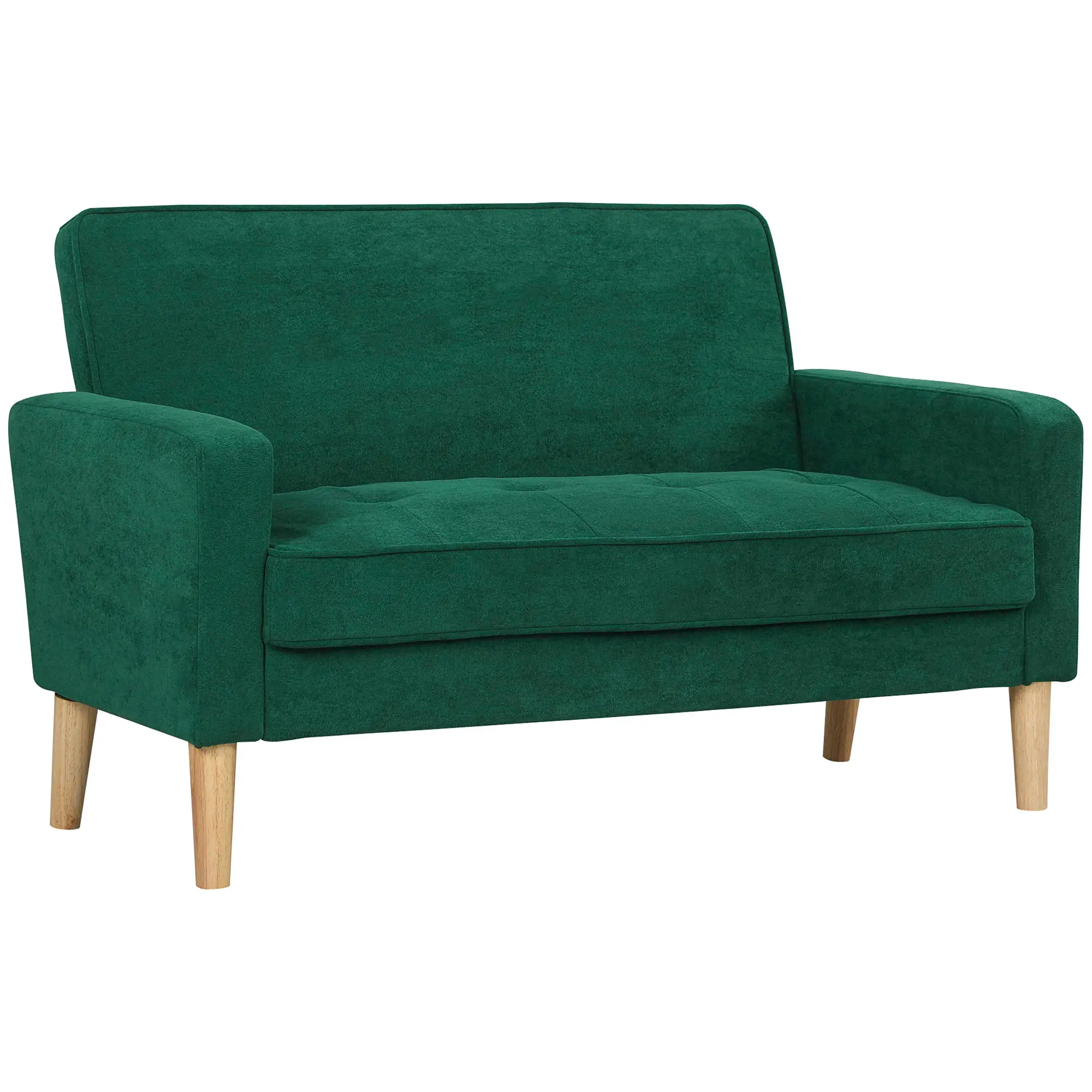 Velvet Sofa 130 x 74.5 x 82cm - Green, Natural Wood - 11