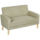 Velvet Sofa 130 x 74.5 x 82cm - Beige, Natural Wood - 1
