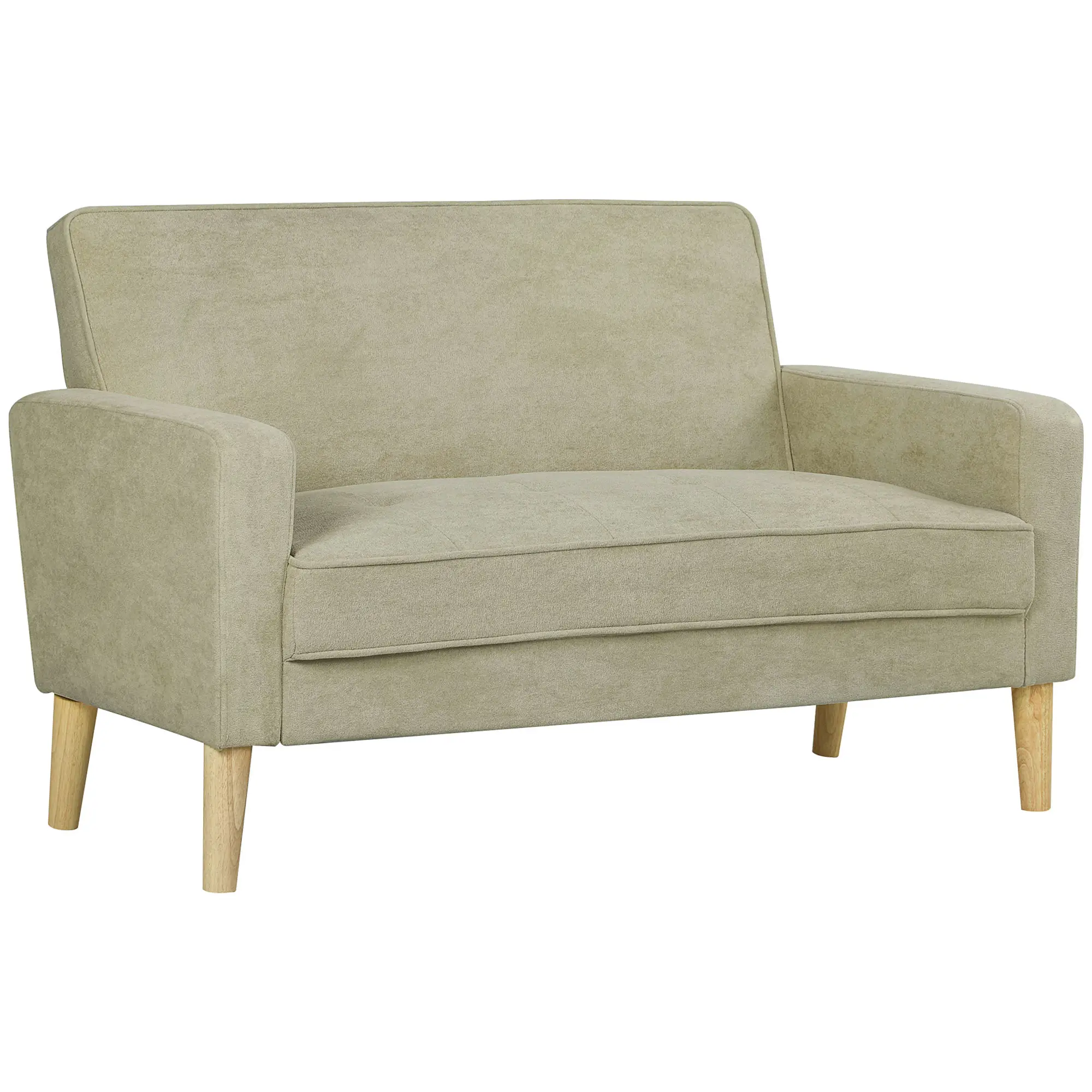 Velvet Sofa 130 x 74.5 x 82cm - Beige, Natural Wood - 11