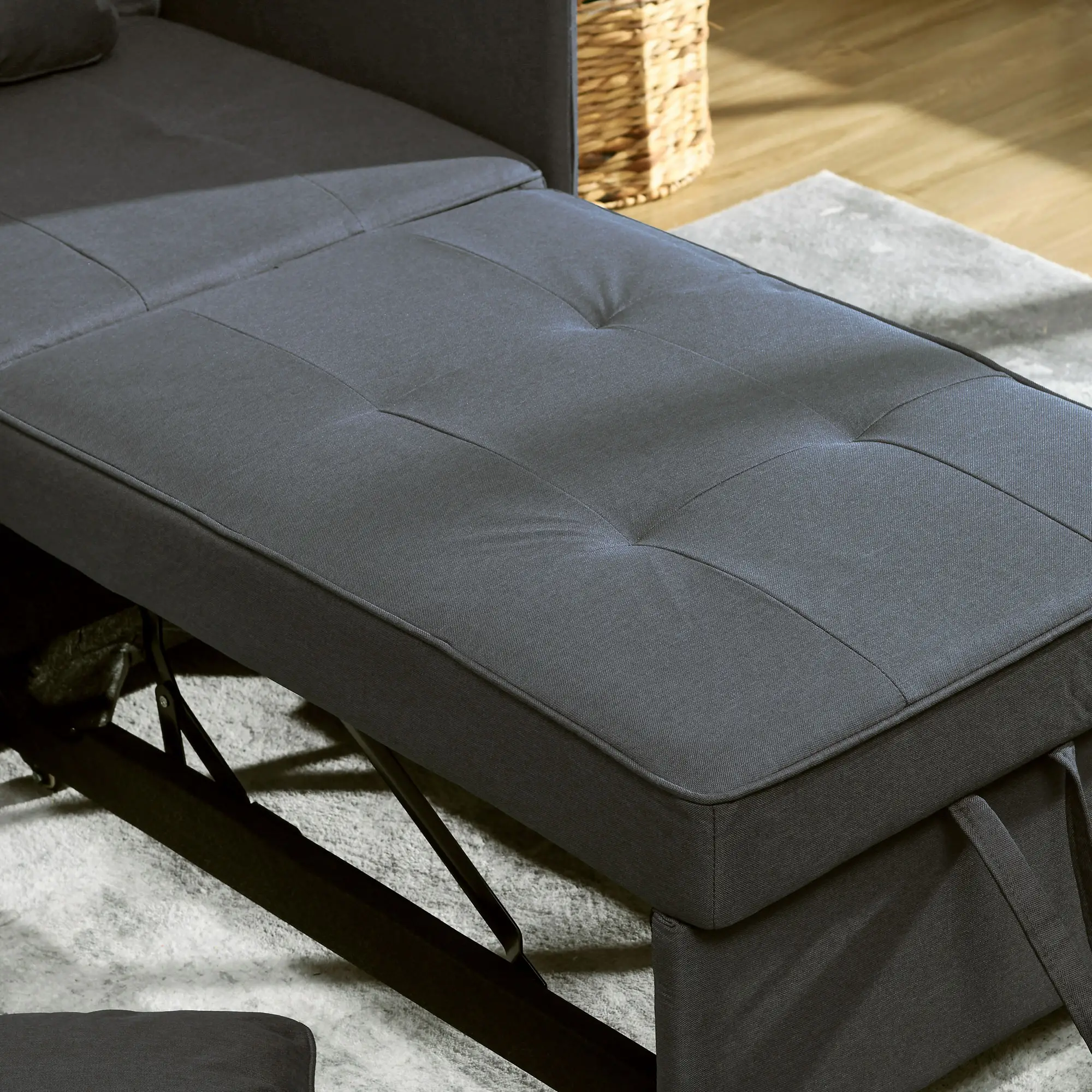 Linen Sofa Bed 67 x 98 x 71cm - Grey - 8