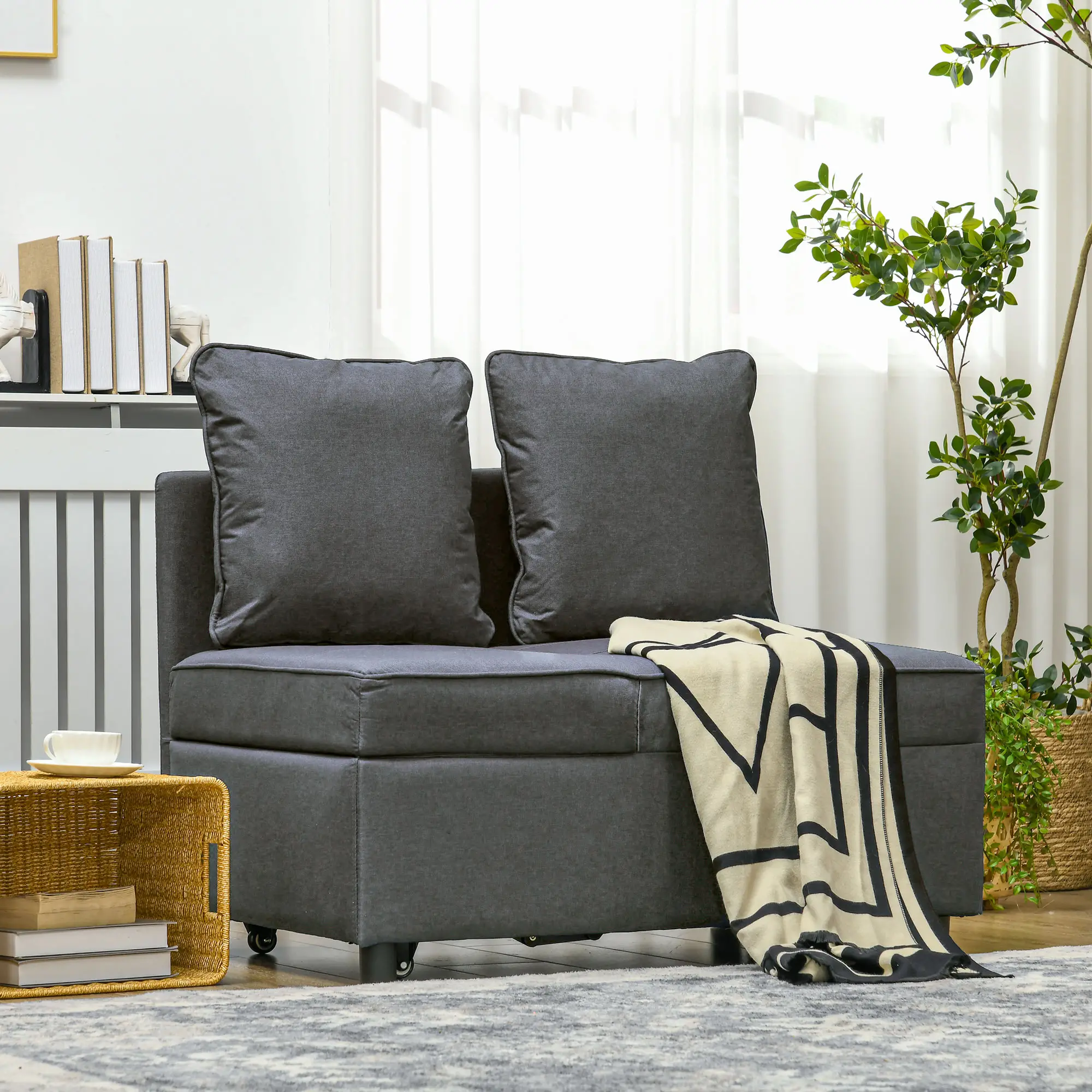 Linen Sofa Bed 67 x 98 x 71cm - Grey - 16