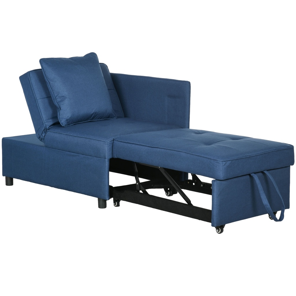 Linen Sofa Bed 67 x 98 x 71cm - Blue - 1