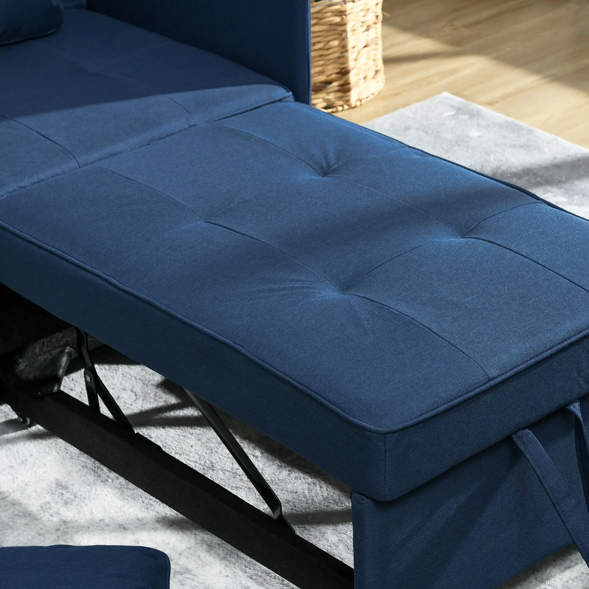Linen Sofa Bed 67 x 98 x 71cm - Blue - 8