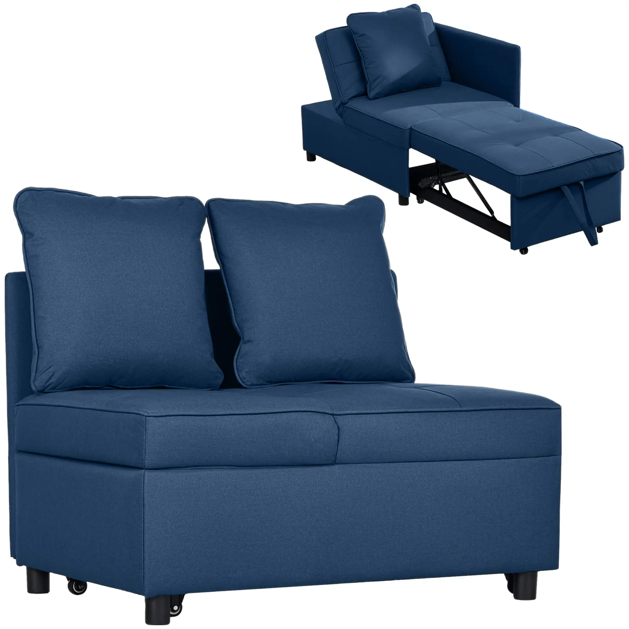 Linen Sofa Bed 67 x 98 x 71cm - Blue - 10
