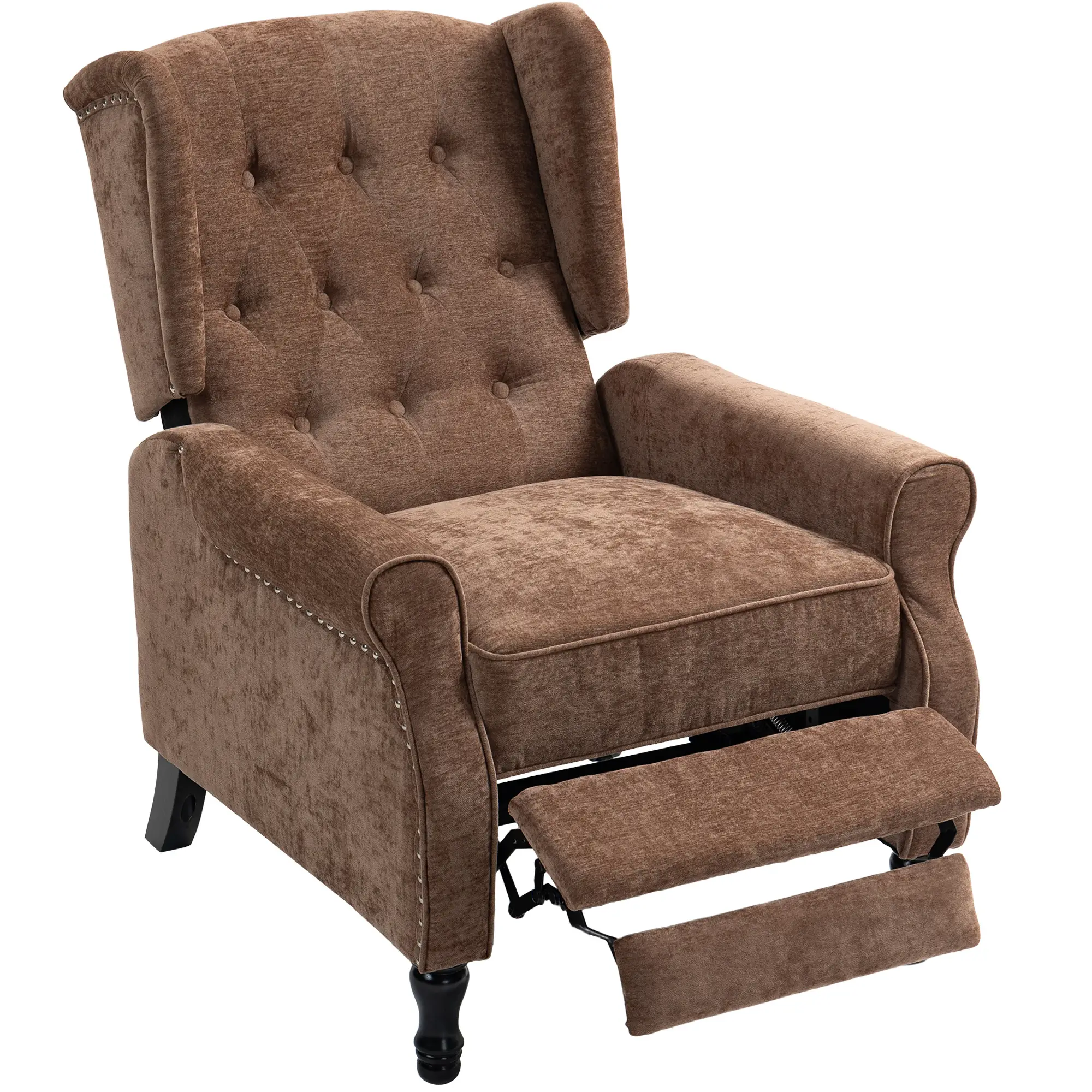 Manual Linen Recliner Armchair 76 x 88 x 101cm - Brown - 11