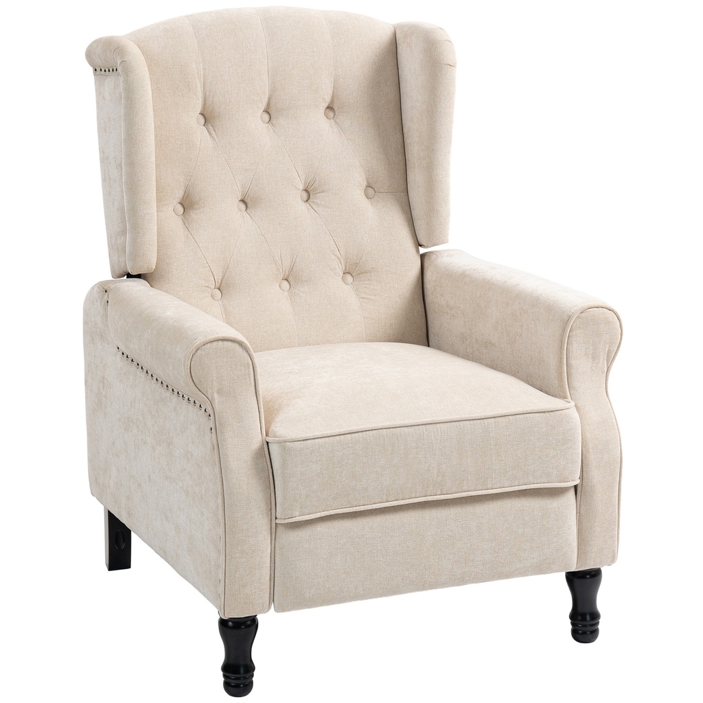 Manual Linen Recliner Armchair 76 x 88 x 101cm - Beige - 1