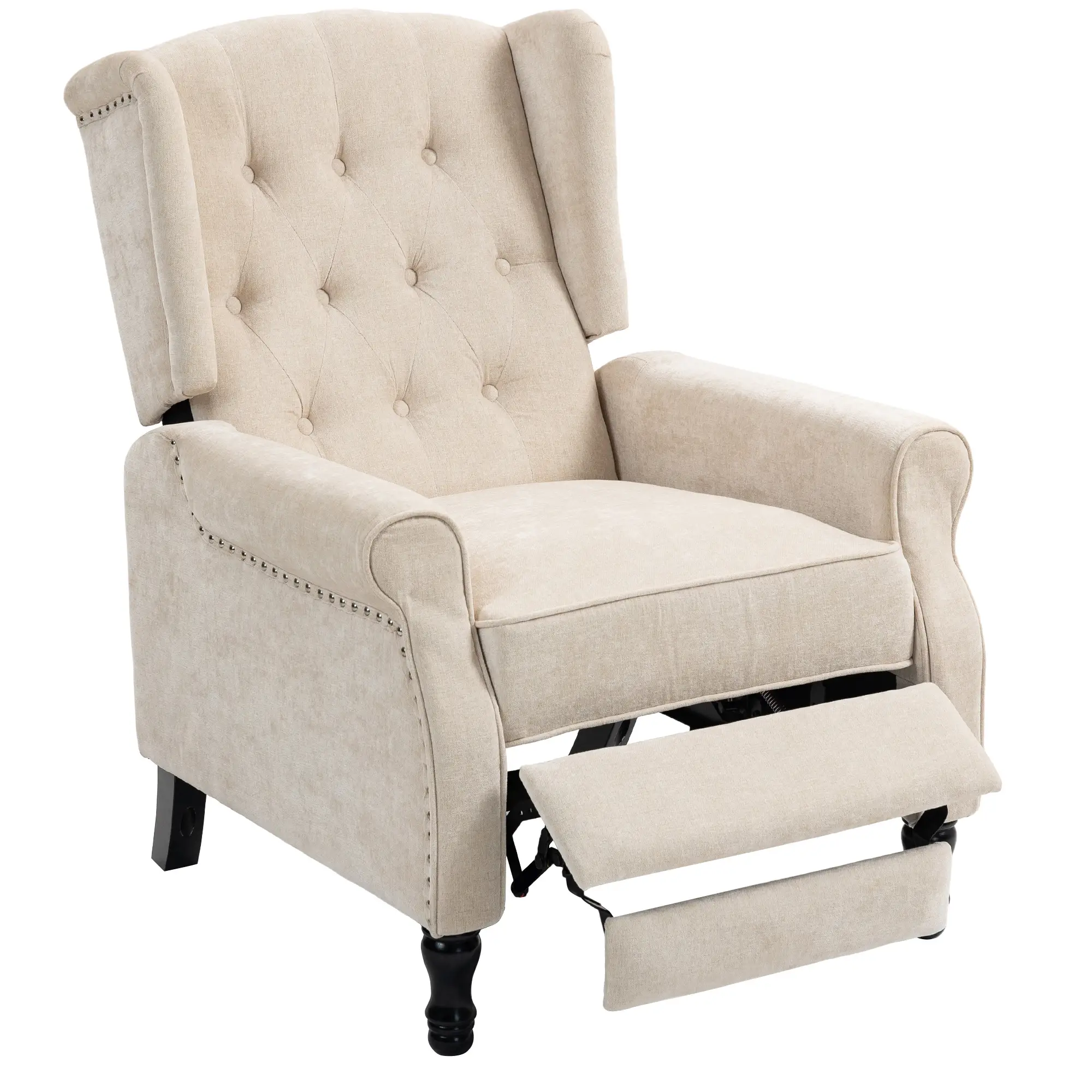 Manual Linen Recliner Armchair 76 x 88 x 101cm - Beige - 13