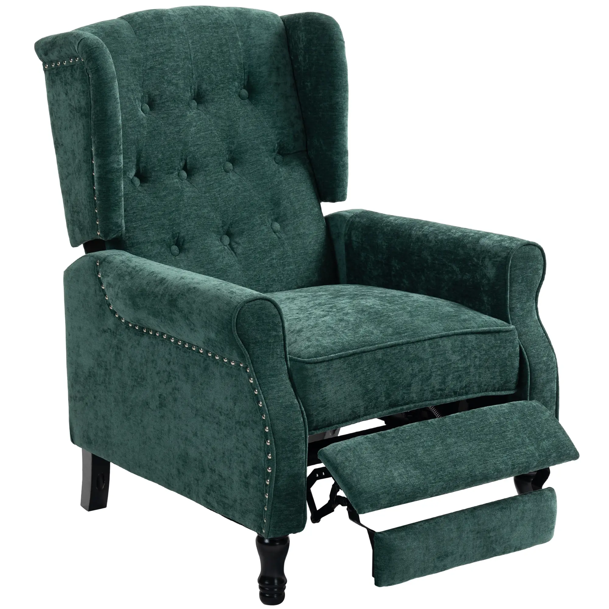 Manual Linen Recliner Armchair 76 x 88 x 101cm - Dark Green - 11