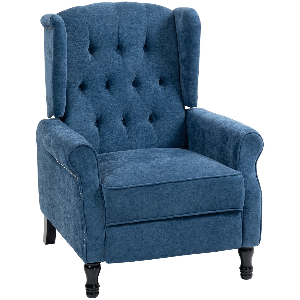 Manual Linen Recliner Armchair 76 x 88 x 101cm - Royal Blue - 1