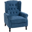 Manual Linen Recliner Armchair 76 x 88 x 101cm - Royal Blue - 1