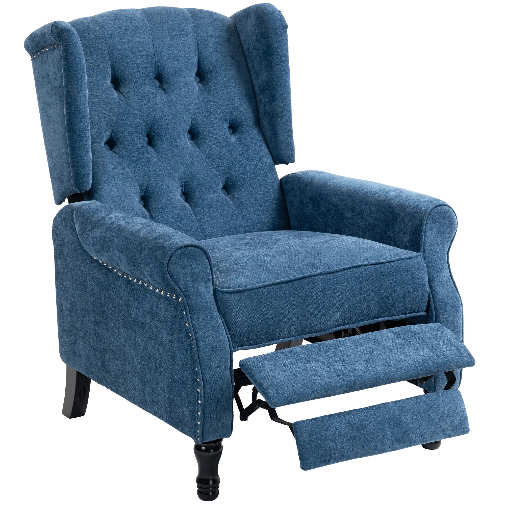 Manual Linen Recliner Armchair 76 x 88 x 101cm - Royal Blue - 13