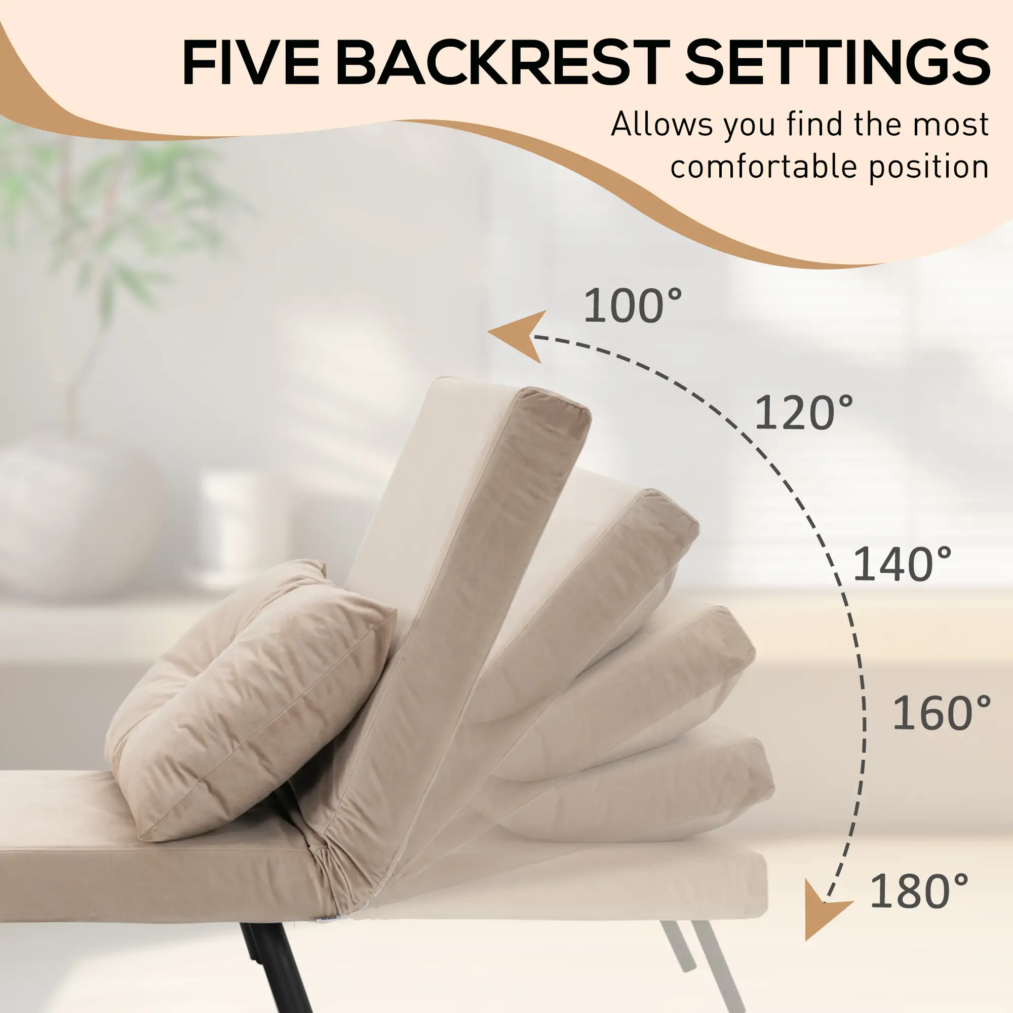 Velvet Armchair 63 x 73 x 81cm - Beige - 5