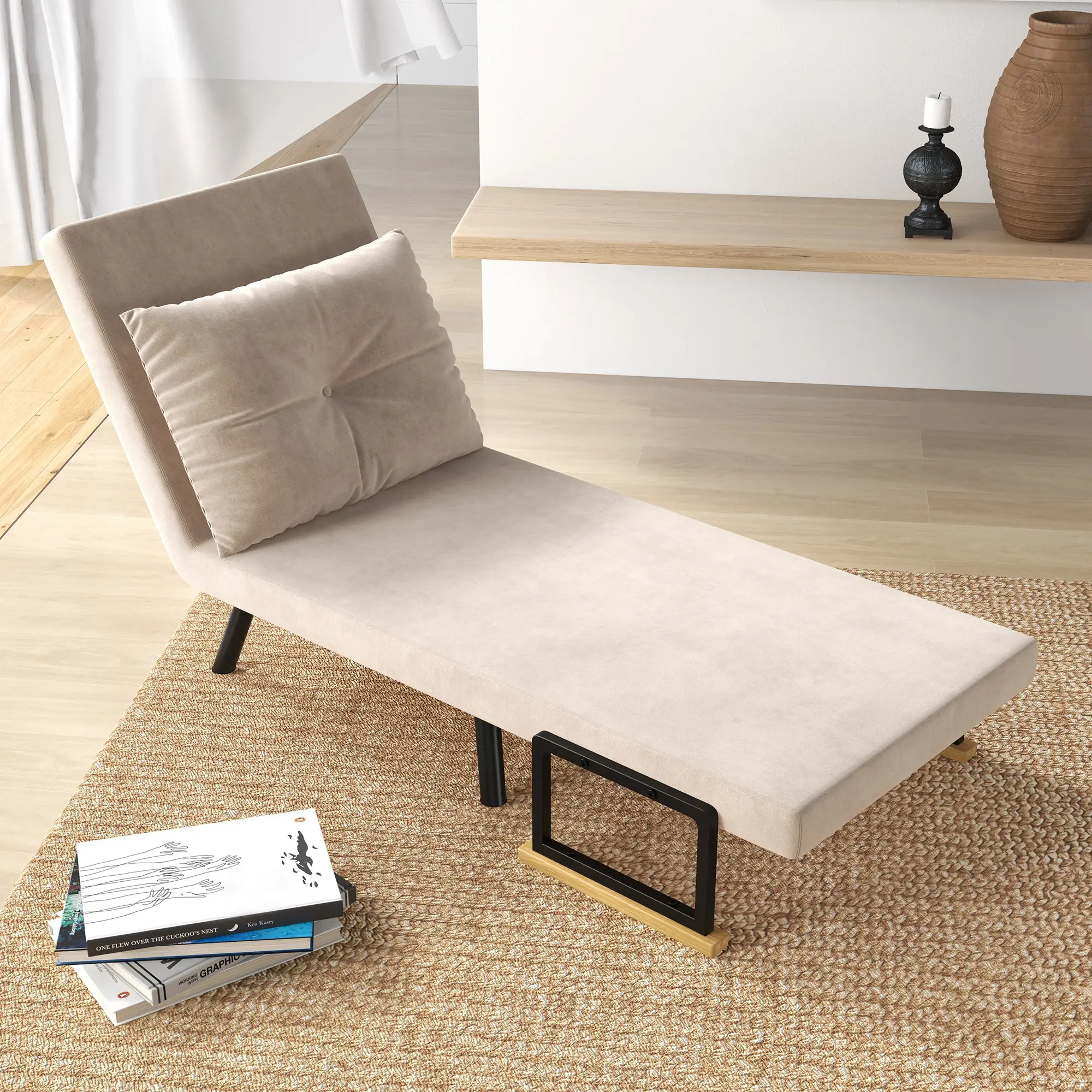 Velvet Armchair 63 x 73 x 81cm - Beige - 10