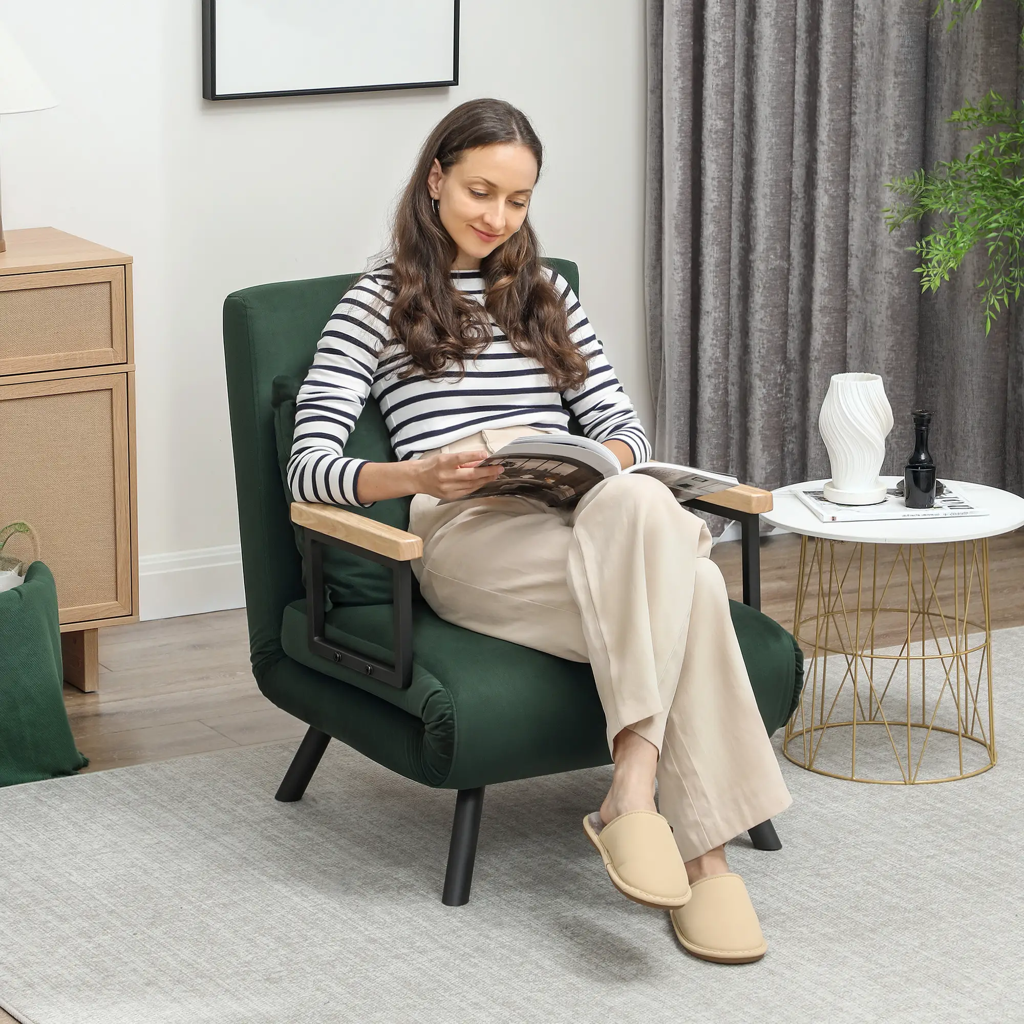 Velvet Armchair 63 x 73 x 81cm - Green - 2