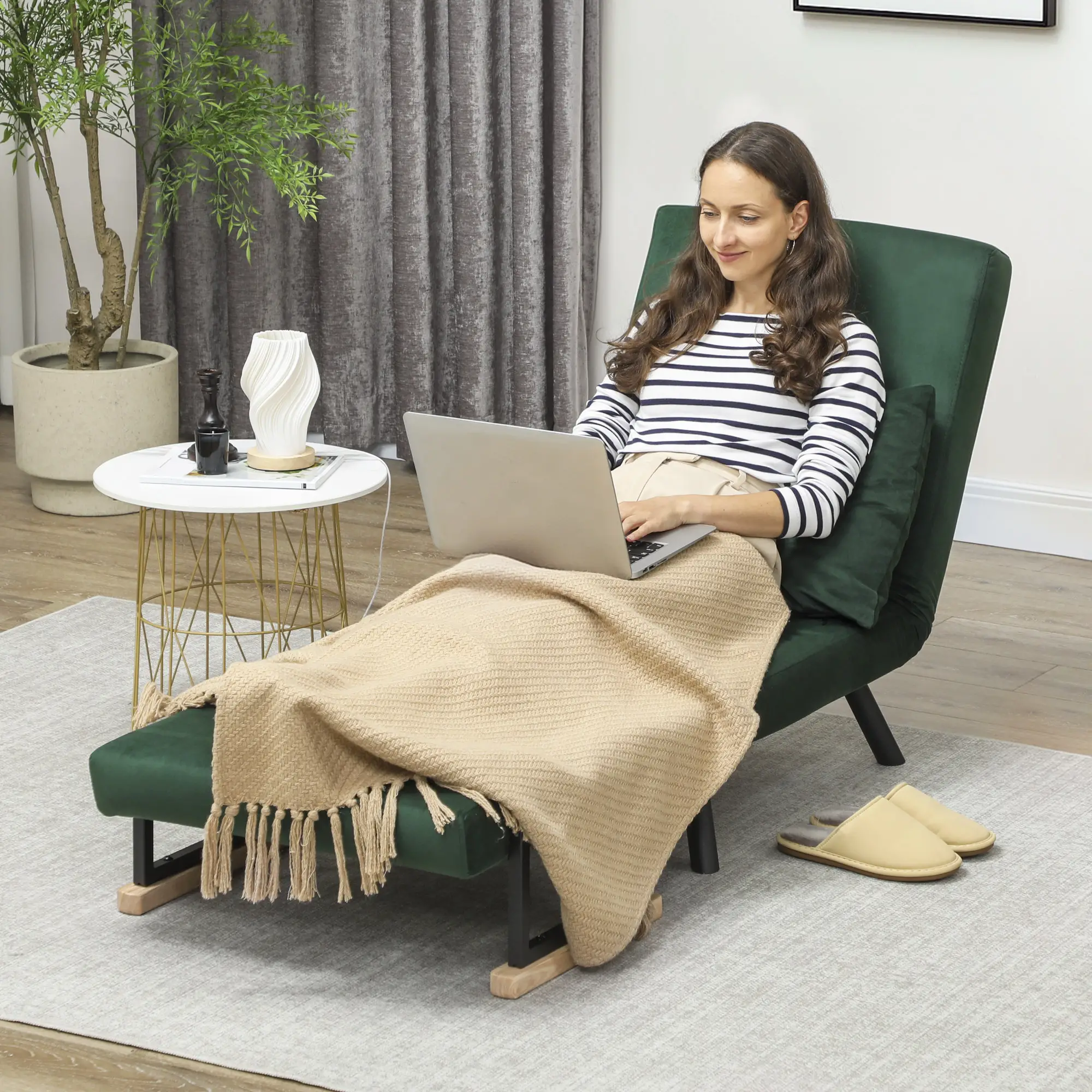 Velvet Armchair 63 x 73 x 81cm - Green - 7