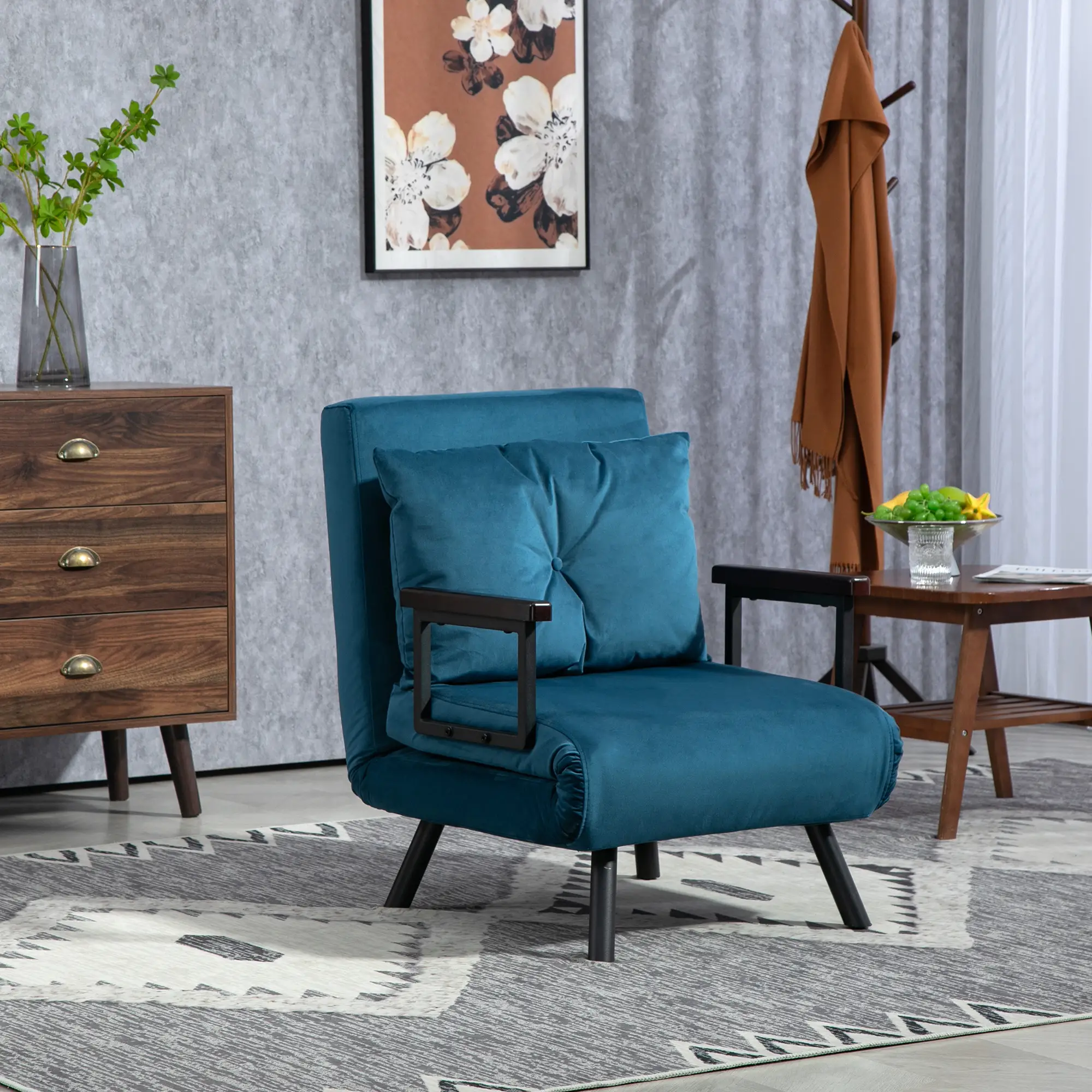 Velvet Armchair 63 x 73 x 81cm - Navy Blue - 2