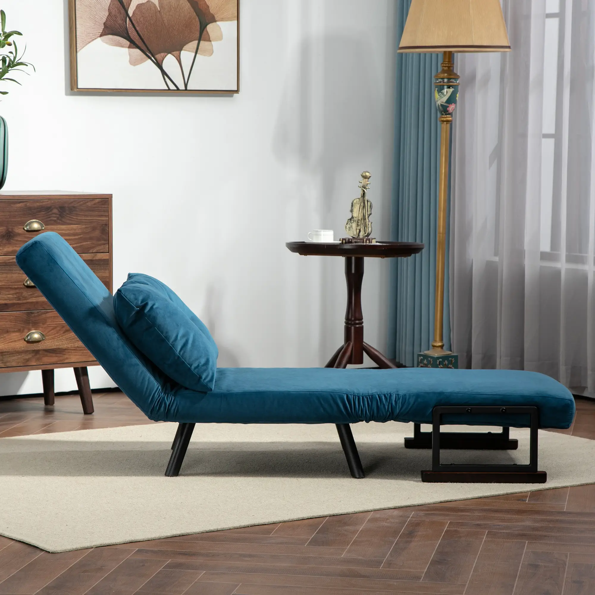 Velvet Armchair 63 x 73 x 81cm - Navy Blue - 7