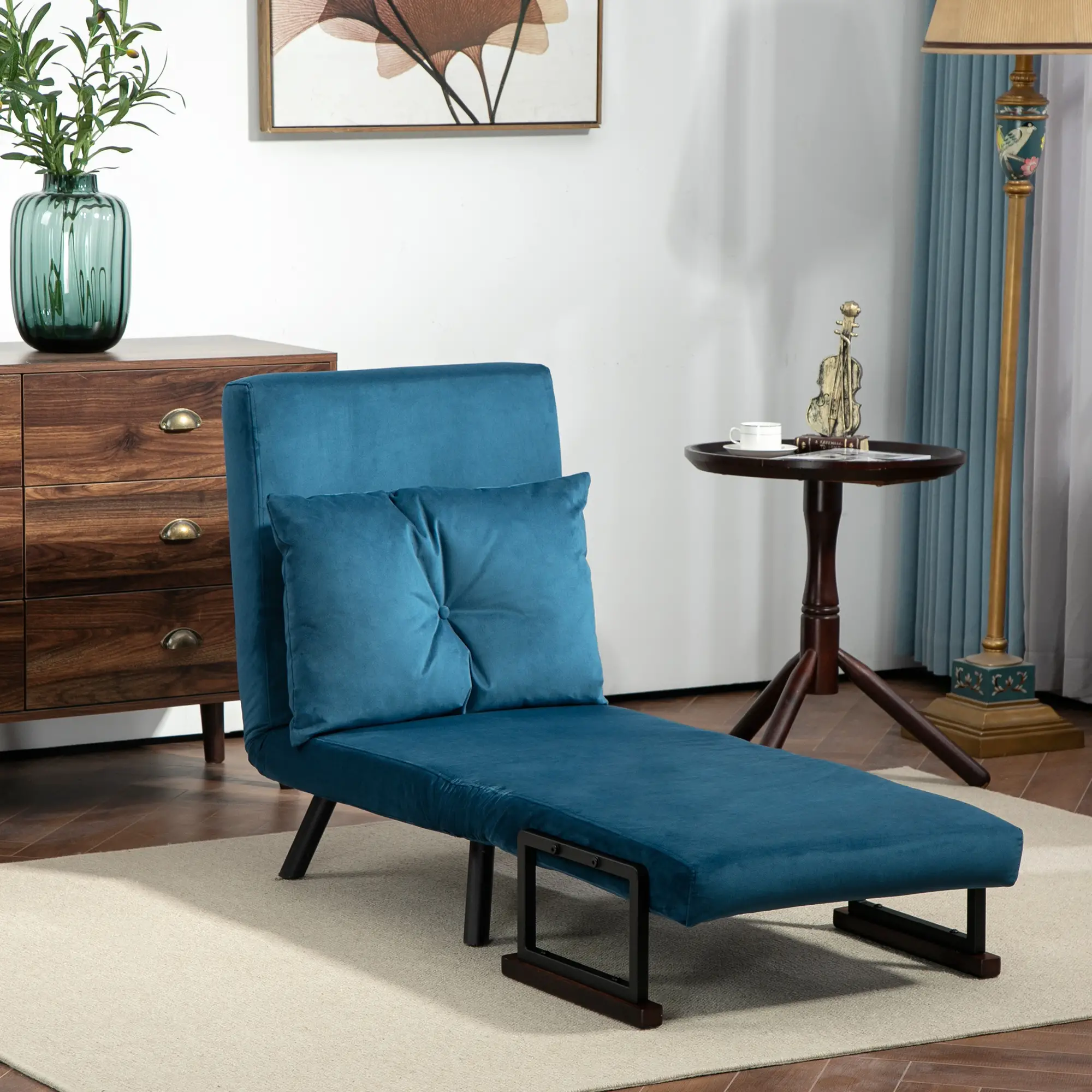 Velvet Armchair 63 x 73 x 81cm - Navy Blue - 10