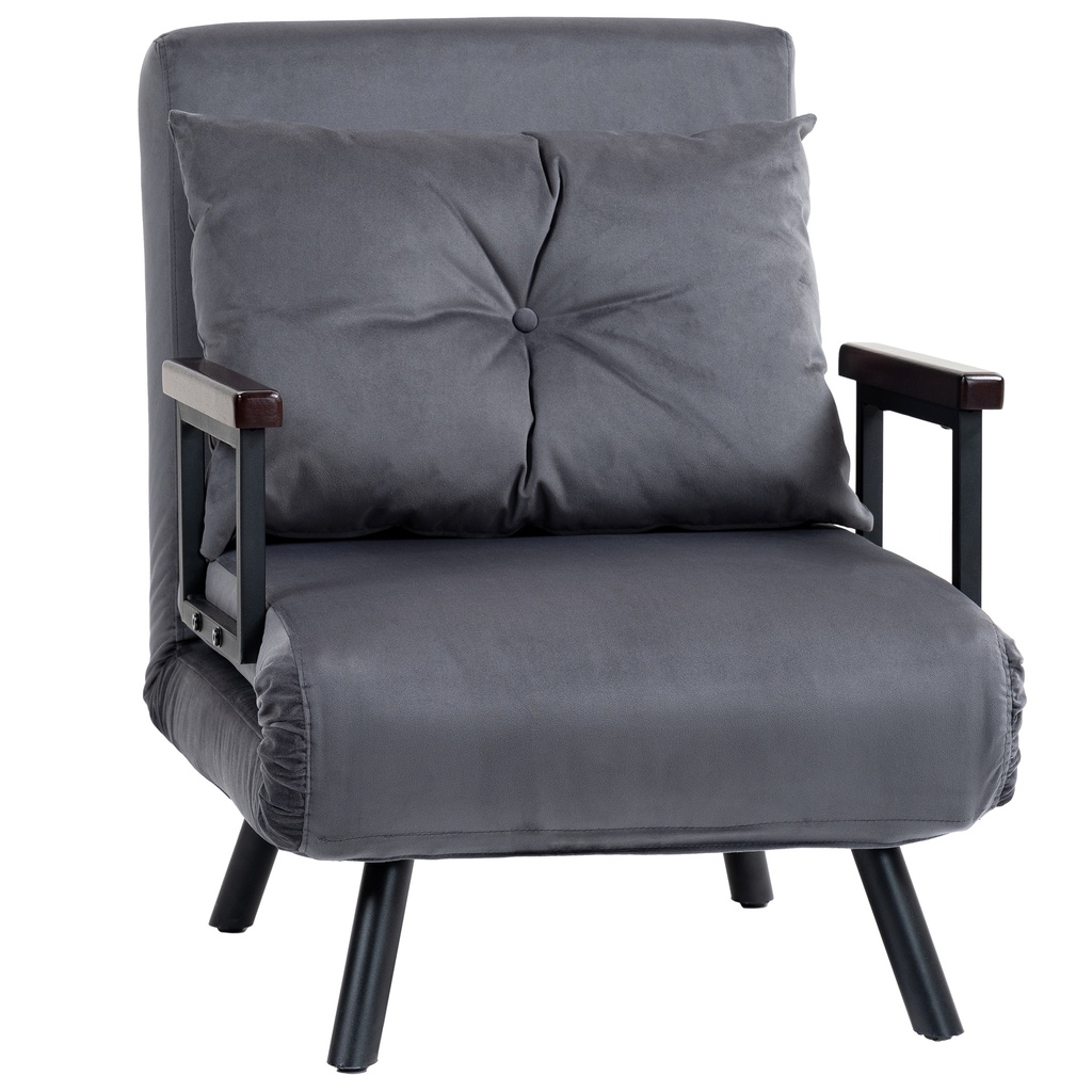Velvet Armchair 63 x 73 x 81cm - Charcoal Grey - 1