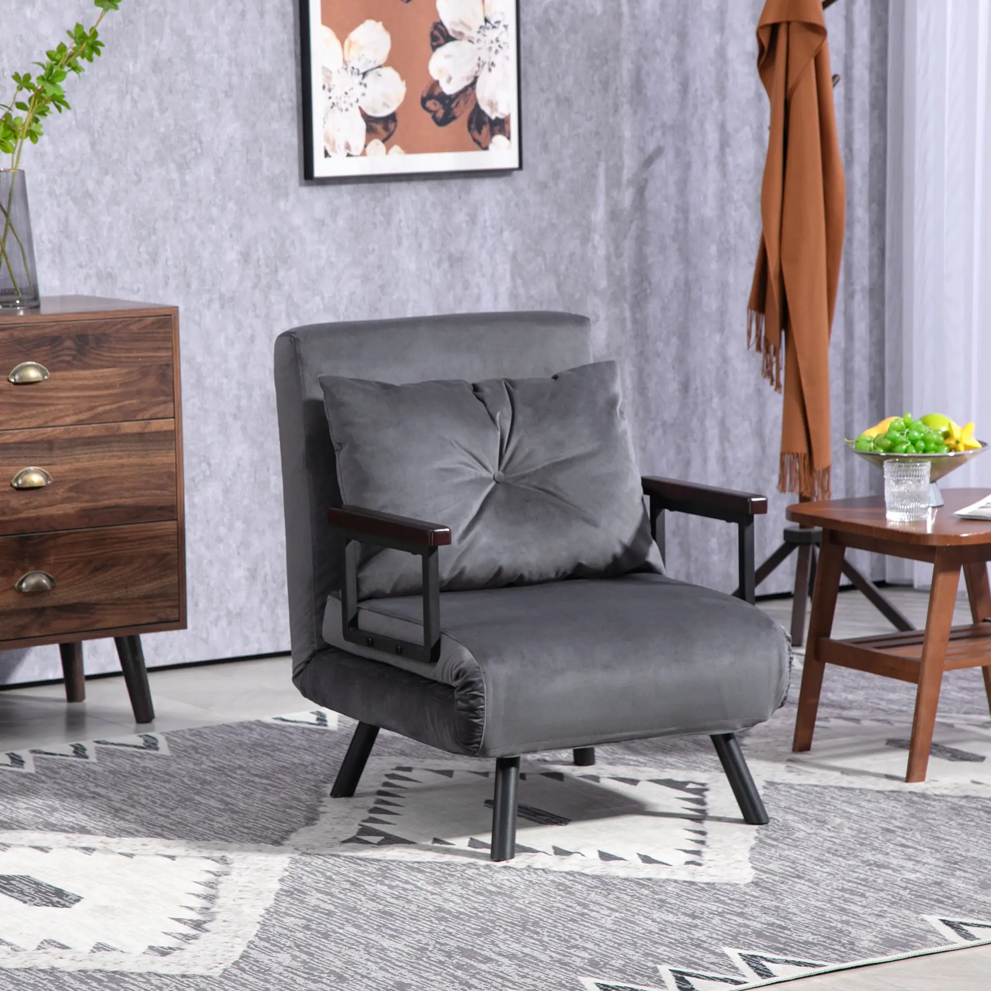 Velvet Armchair 63 x 73 x 81cm - Charcoal Grey - 2